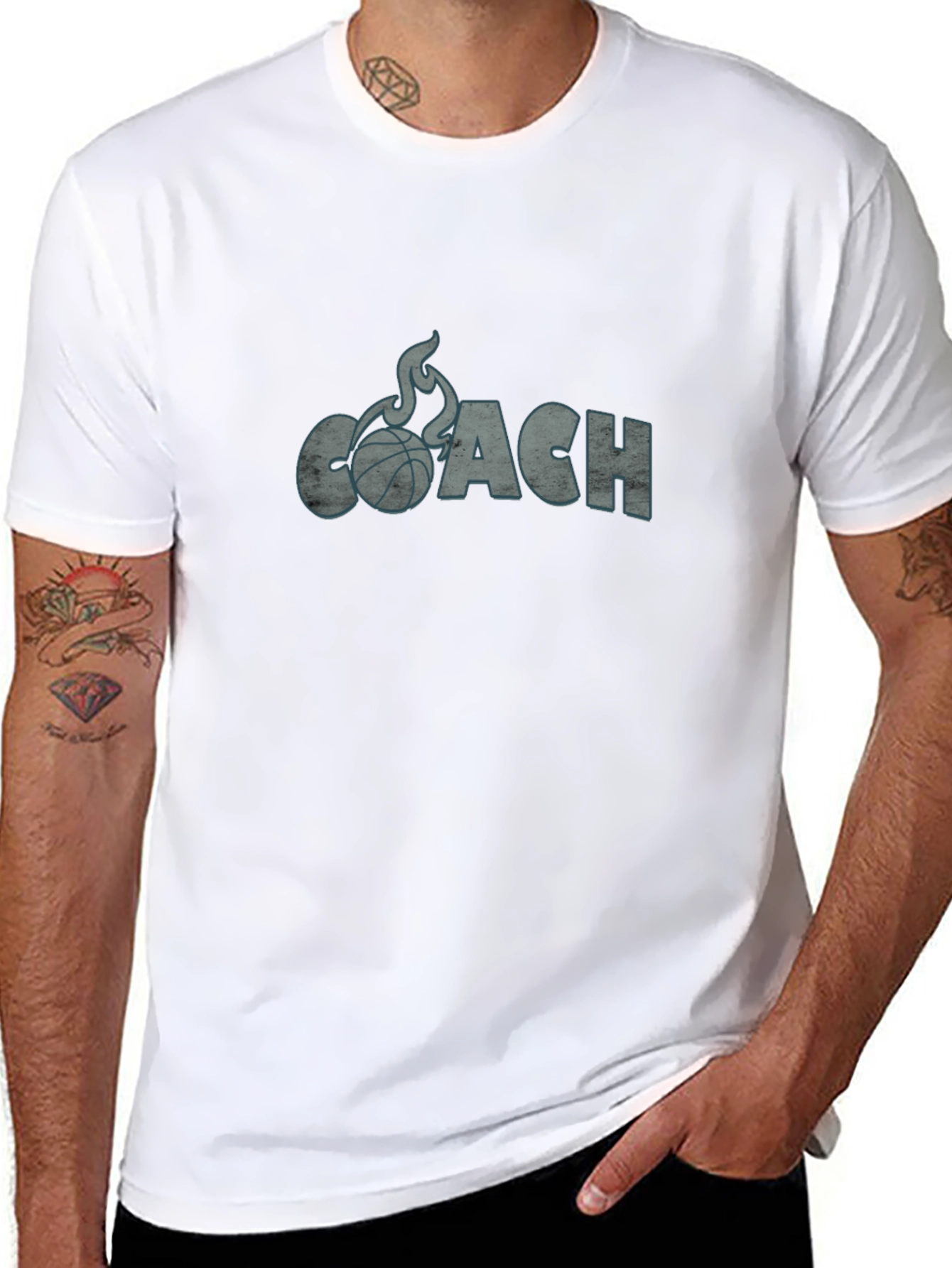 Basketball Coach Graphic Tee - Flaming Ball Design