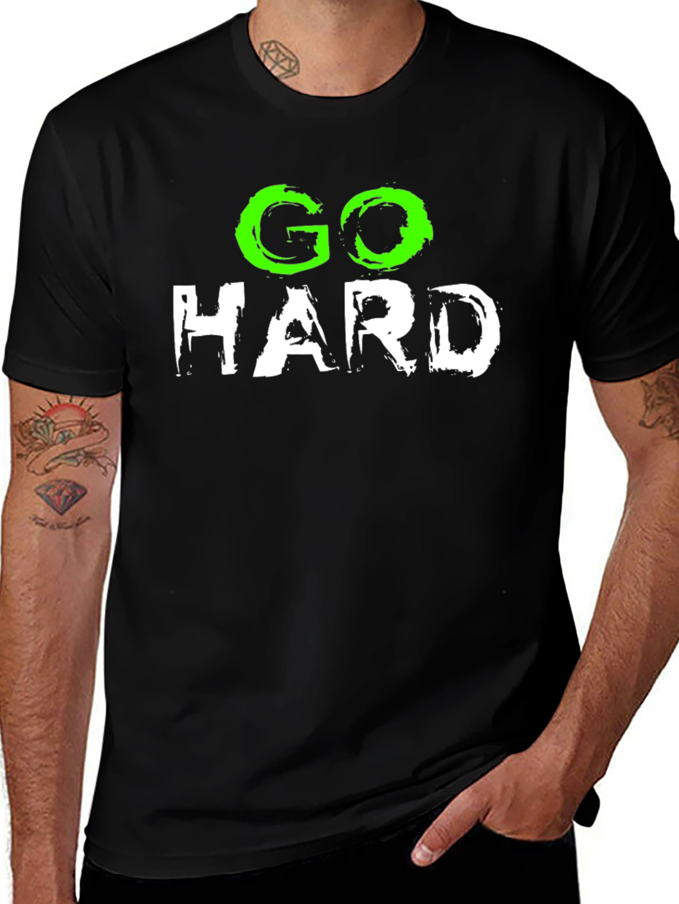 Go Hard Black Graphic T-Shirt