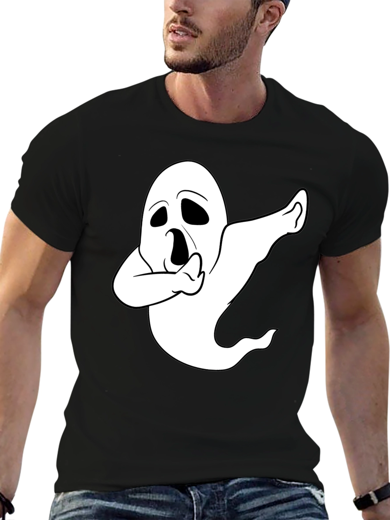 Dabbing Ghost Black T-Shirt Halloween Spooky Humor