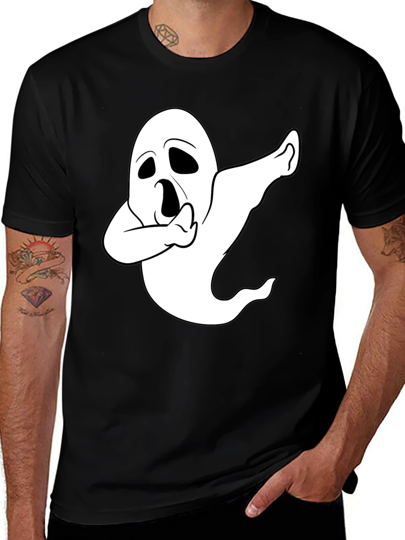 Dabbing Ghost Black T-Shirt Halloween Spooky Humor