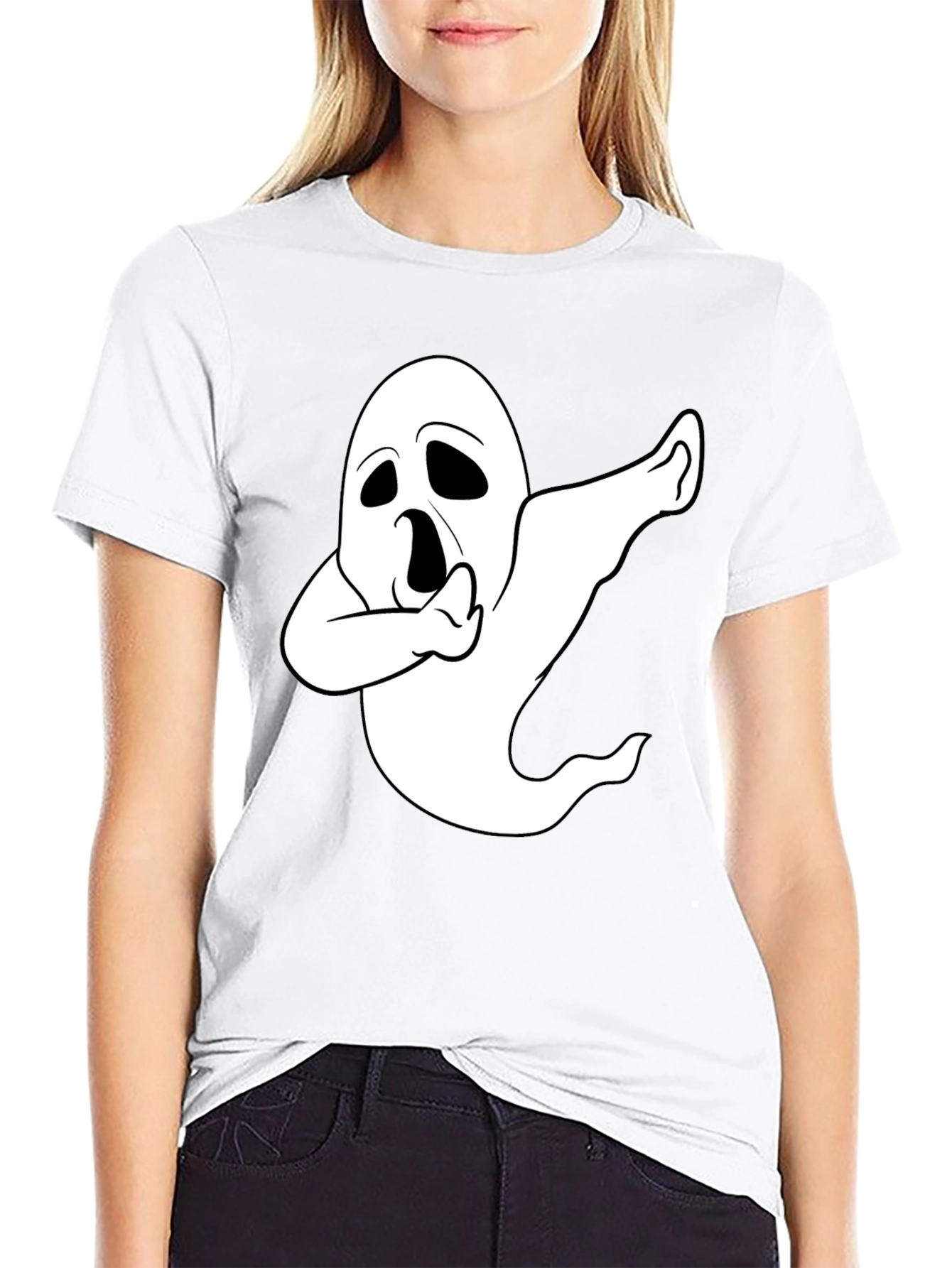 Dabbing Ghost Black T-Shirt Halloween Spooky Humor