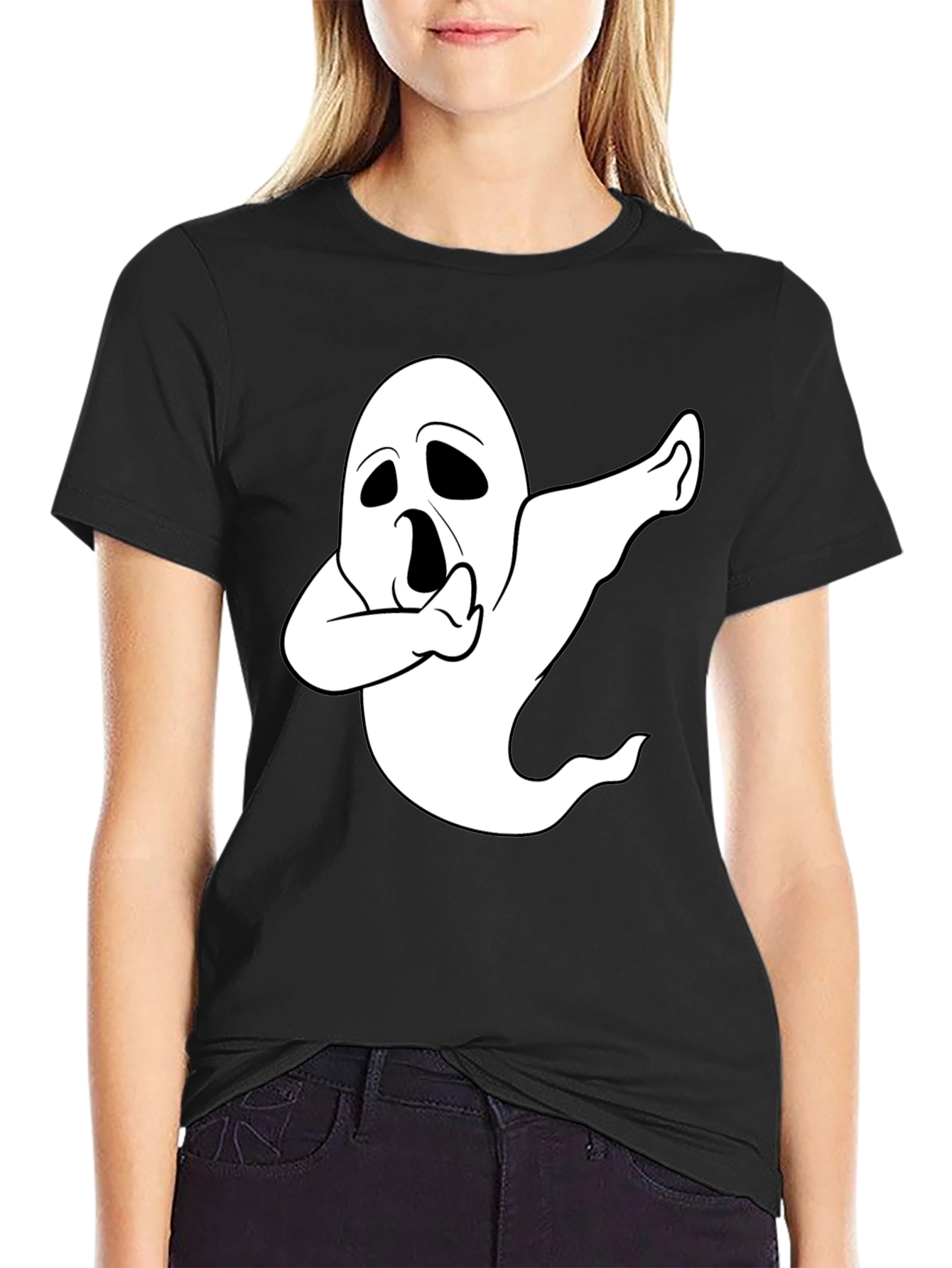 Dabbing Ghost Black T-Shirt Halloween Spooky Humor