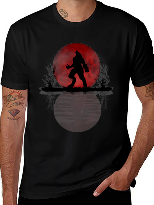 Werewolf Moon Graphic Tee - Black Cotton Blend