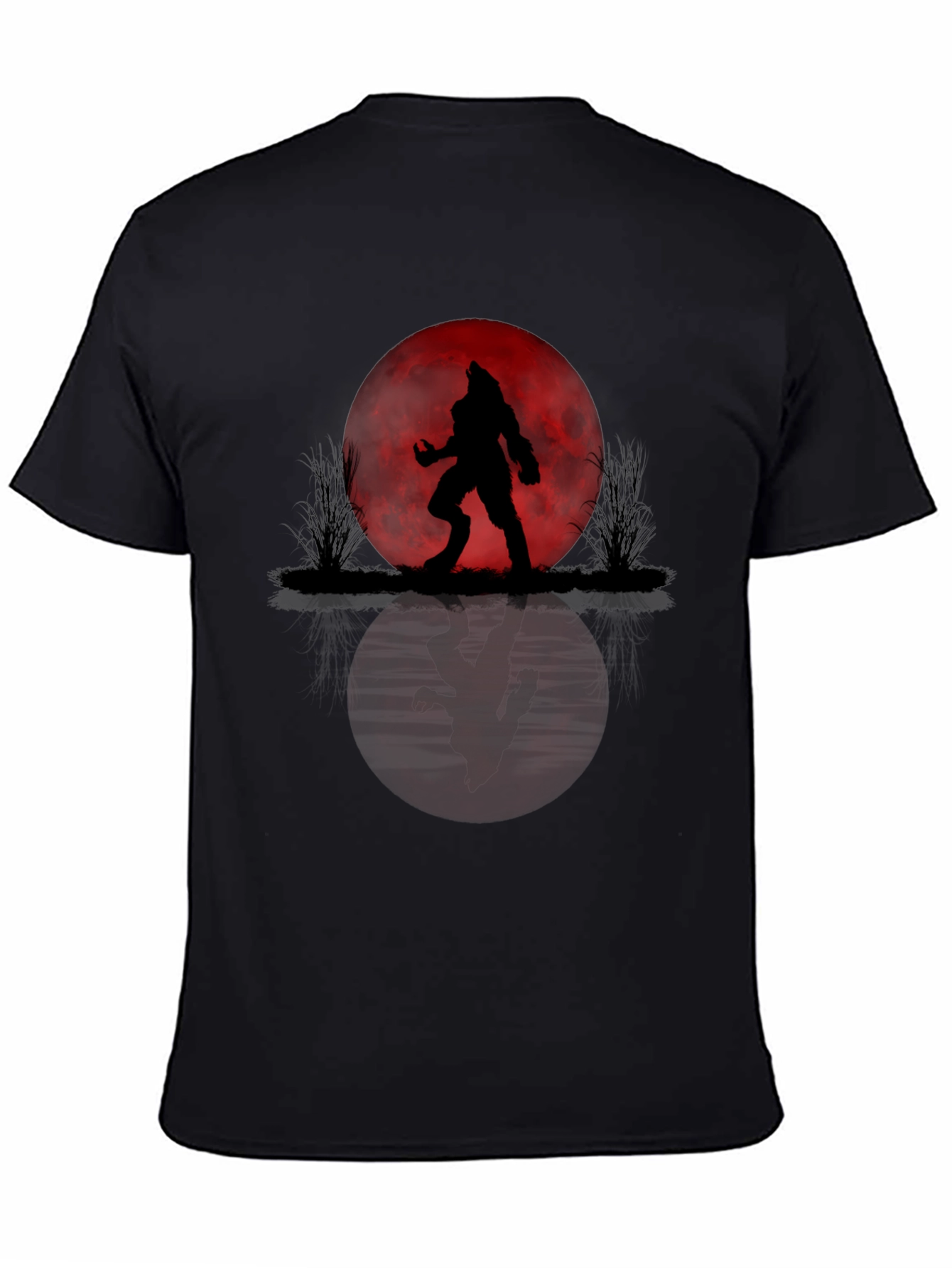 Werewolf Moon Graphic Tee - Black Cotton Blend