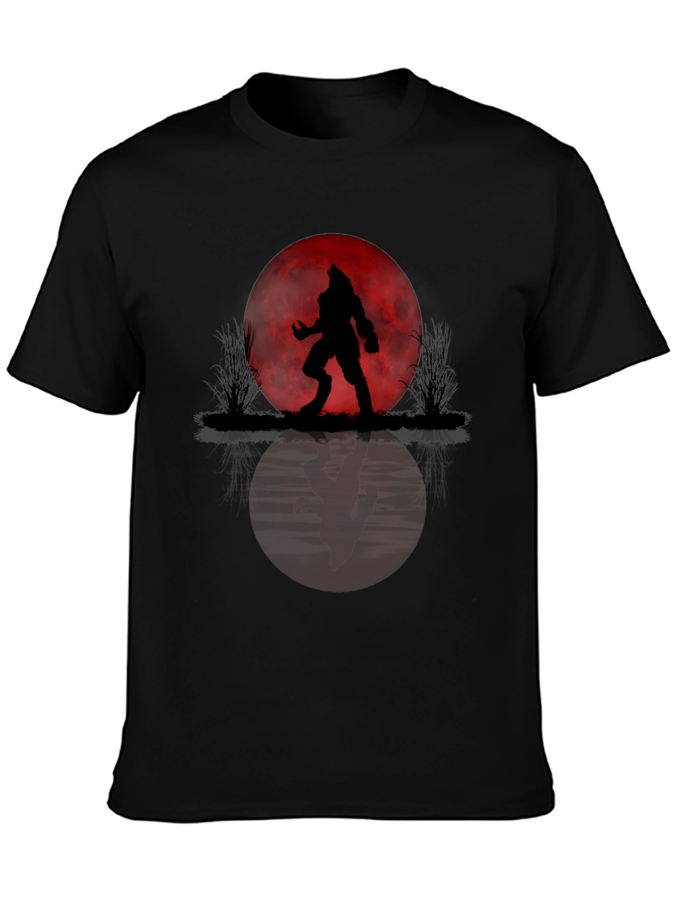 Werewolf Moon Graphic Tee - Black Cotton Blend