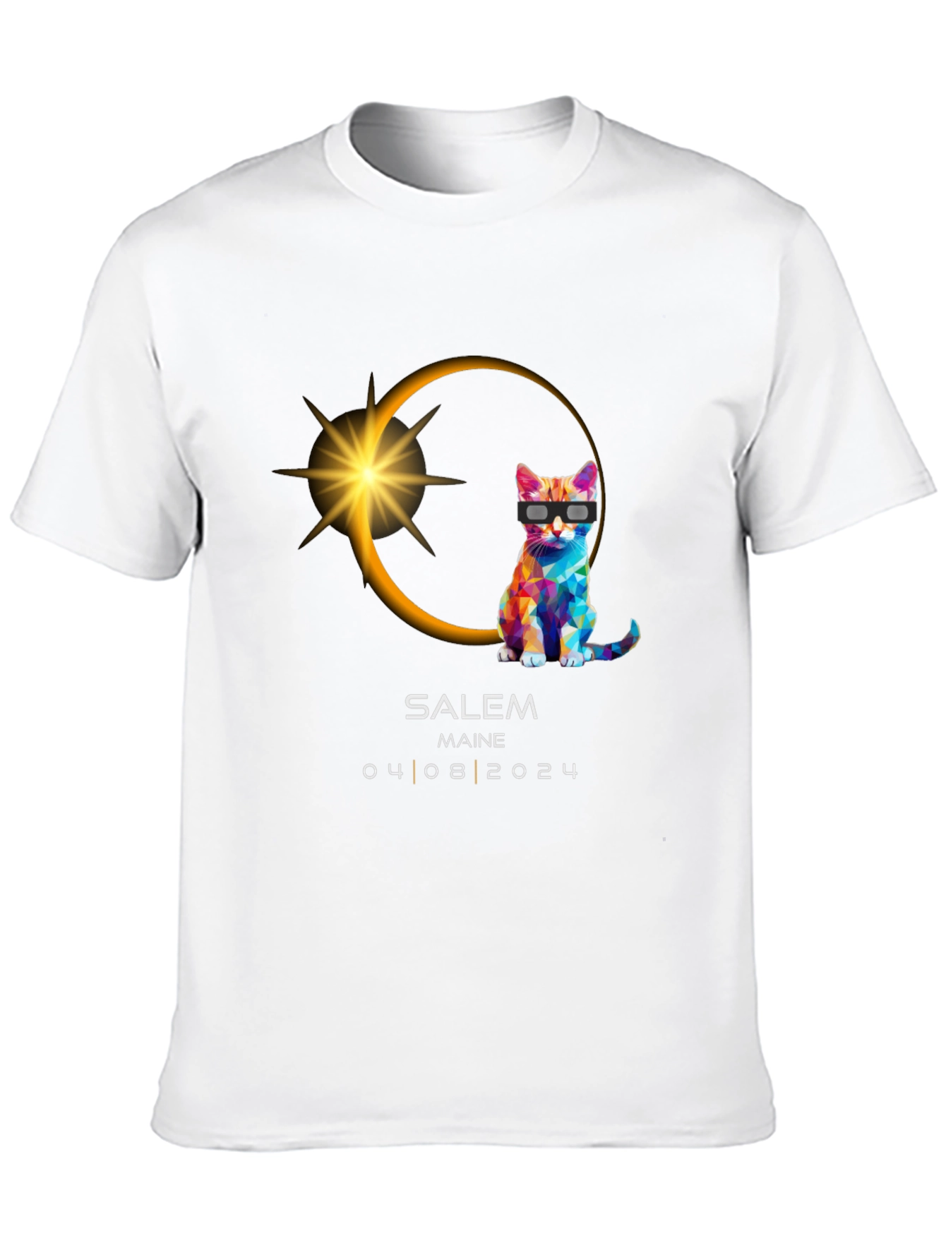Salem Maine Eclipse 2024 Cat T-Shirt