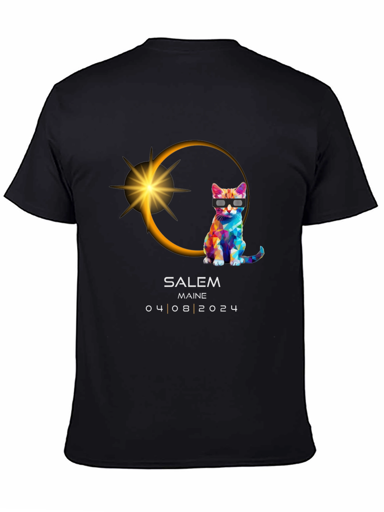Salem Maine Eclipse 2024 Cat T-Shirt