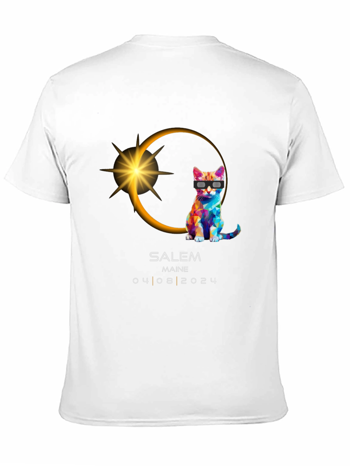 Salem Maine Eclipse 2024 Cat T-Shirt
