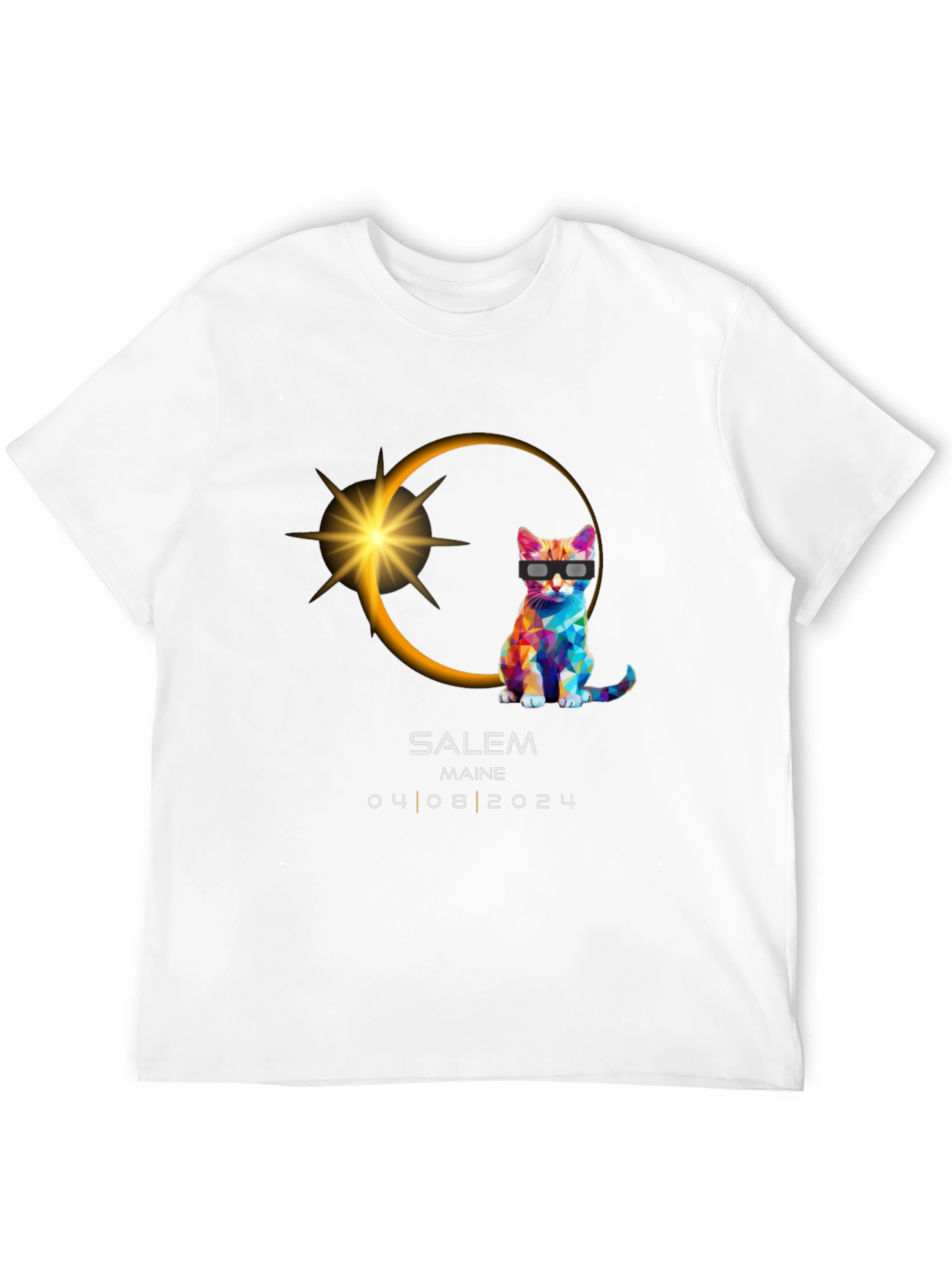 Salem Maine Eclipse 2024 Cat T-Shirt