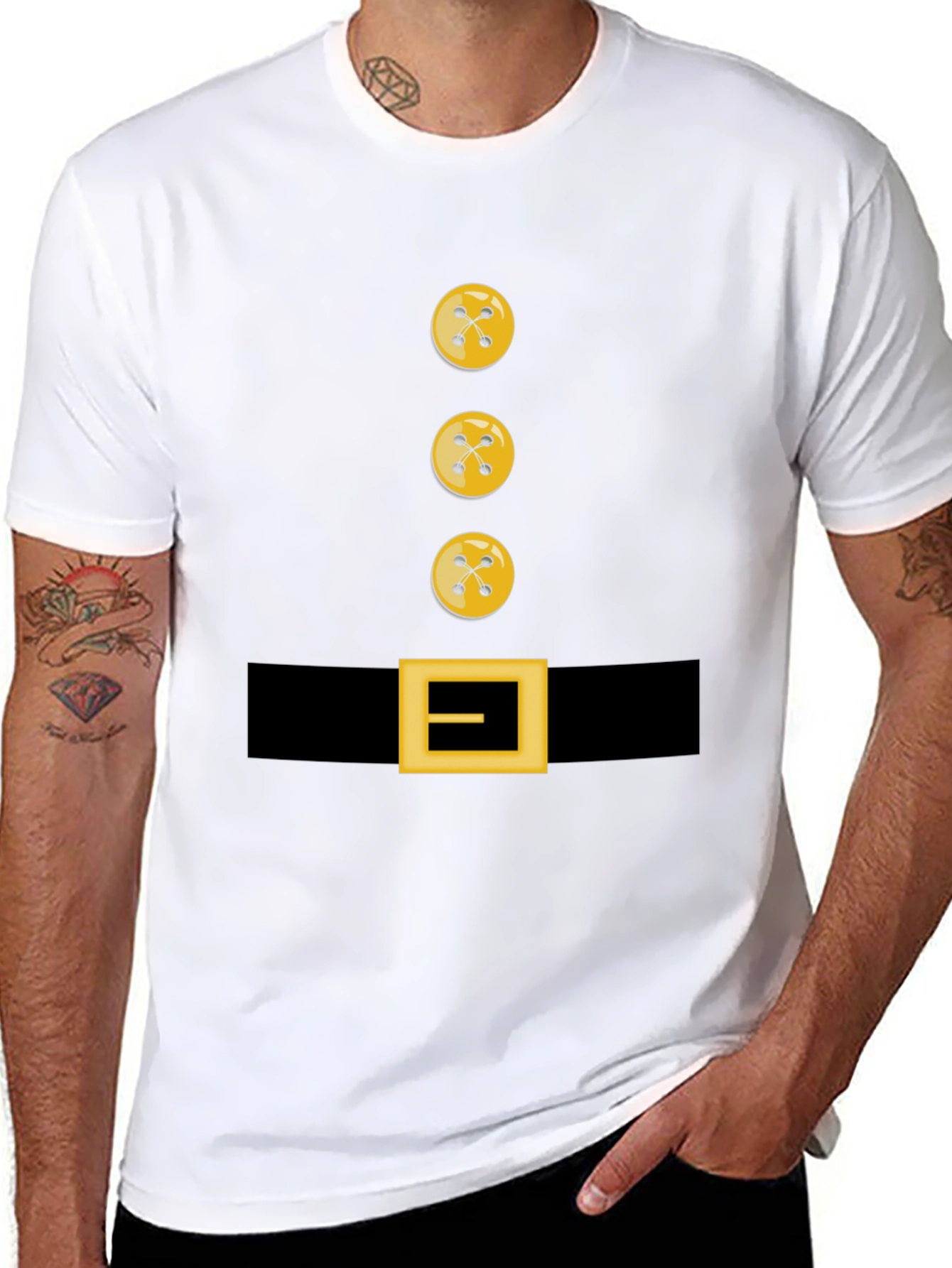 Novelty Button and Belt Graphic T-Shirt