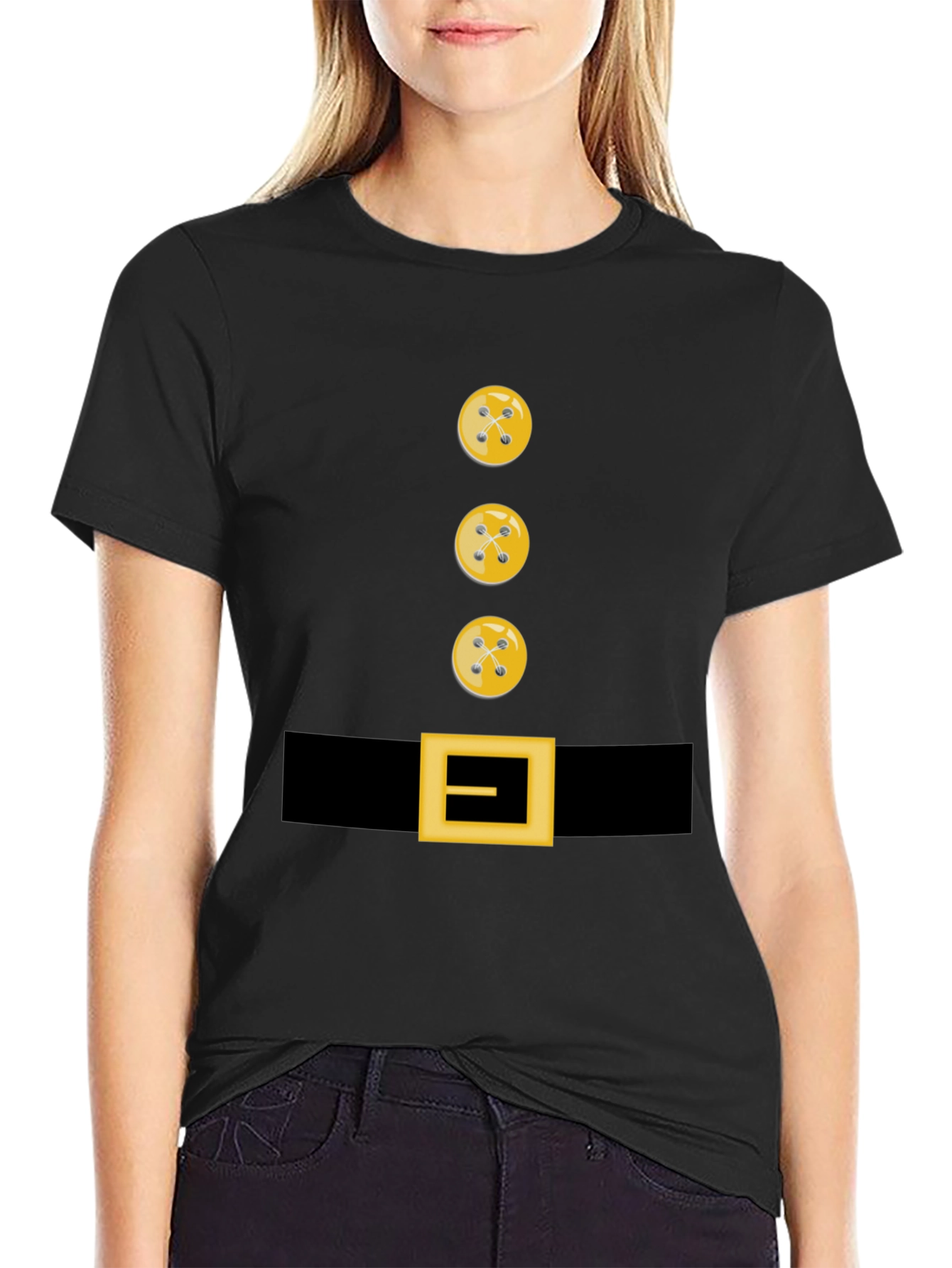 Novelty Button and Belt Graphic T-Shirt