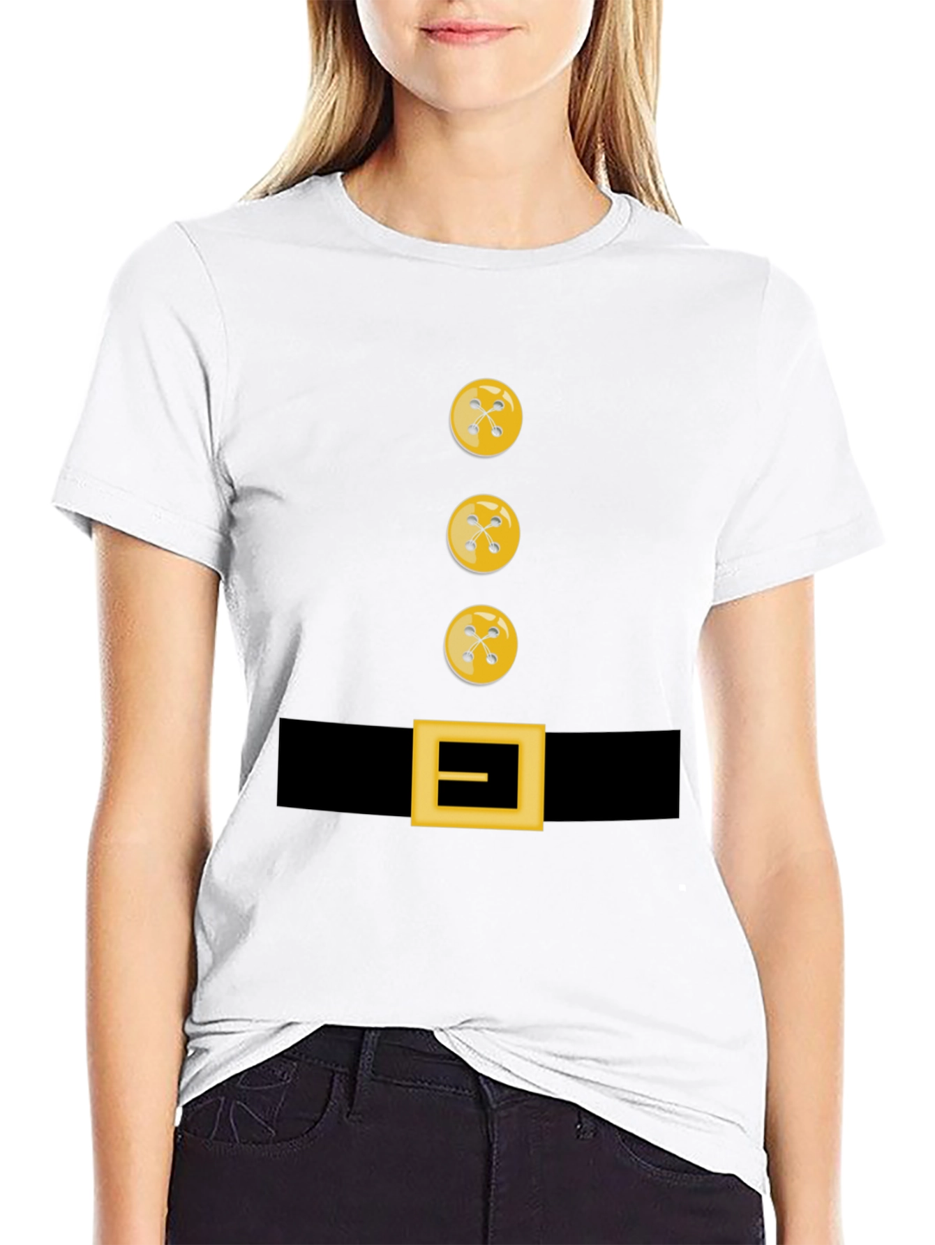 Novelty Button and Belt Graphic T-Shirt