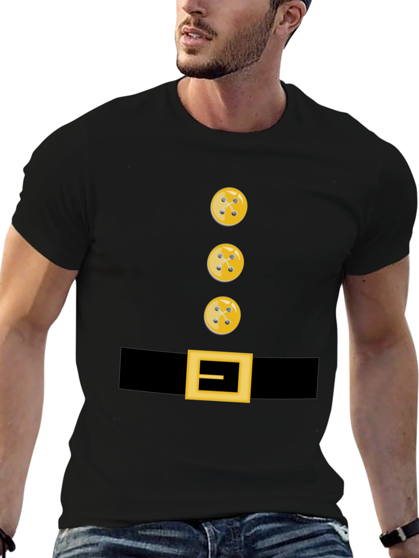 Novelty Button and Belt Graphic T-Shirt