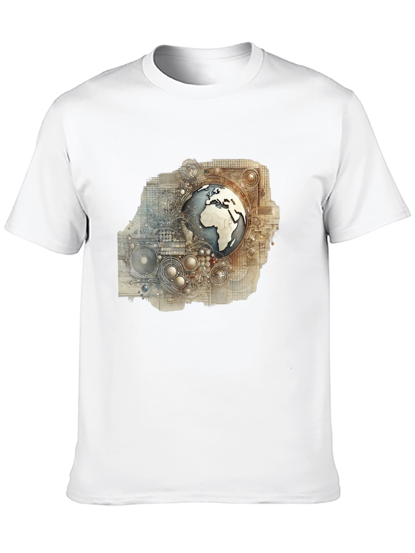 Globe Schematic Graphic Print Black Tee