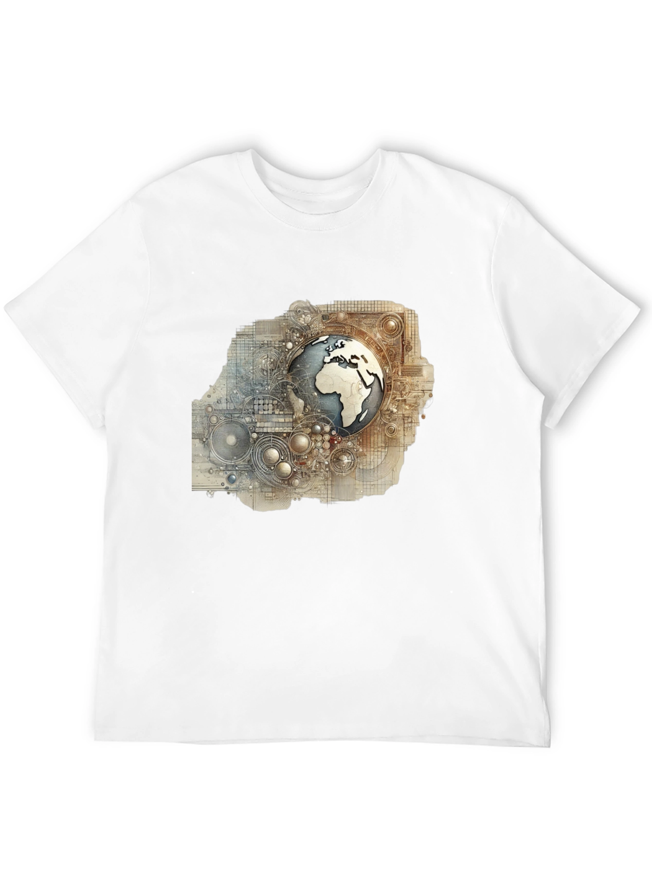 Globe Schematic Graphic Print Black Tee