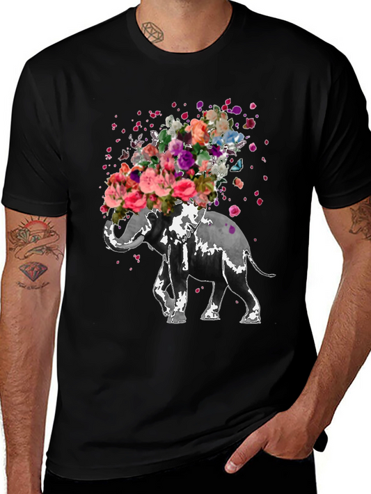 Floral Elephant T-Shirt - Unique Graphic Tee