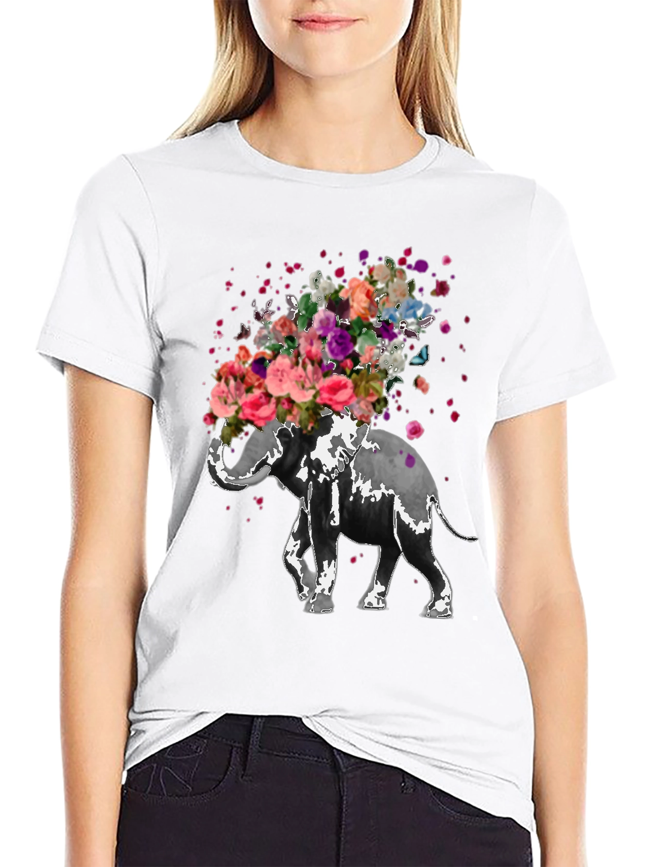 Floral Elephant T-Shirt - Unique Graphic Tee