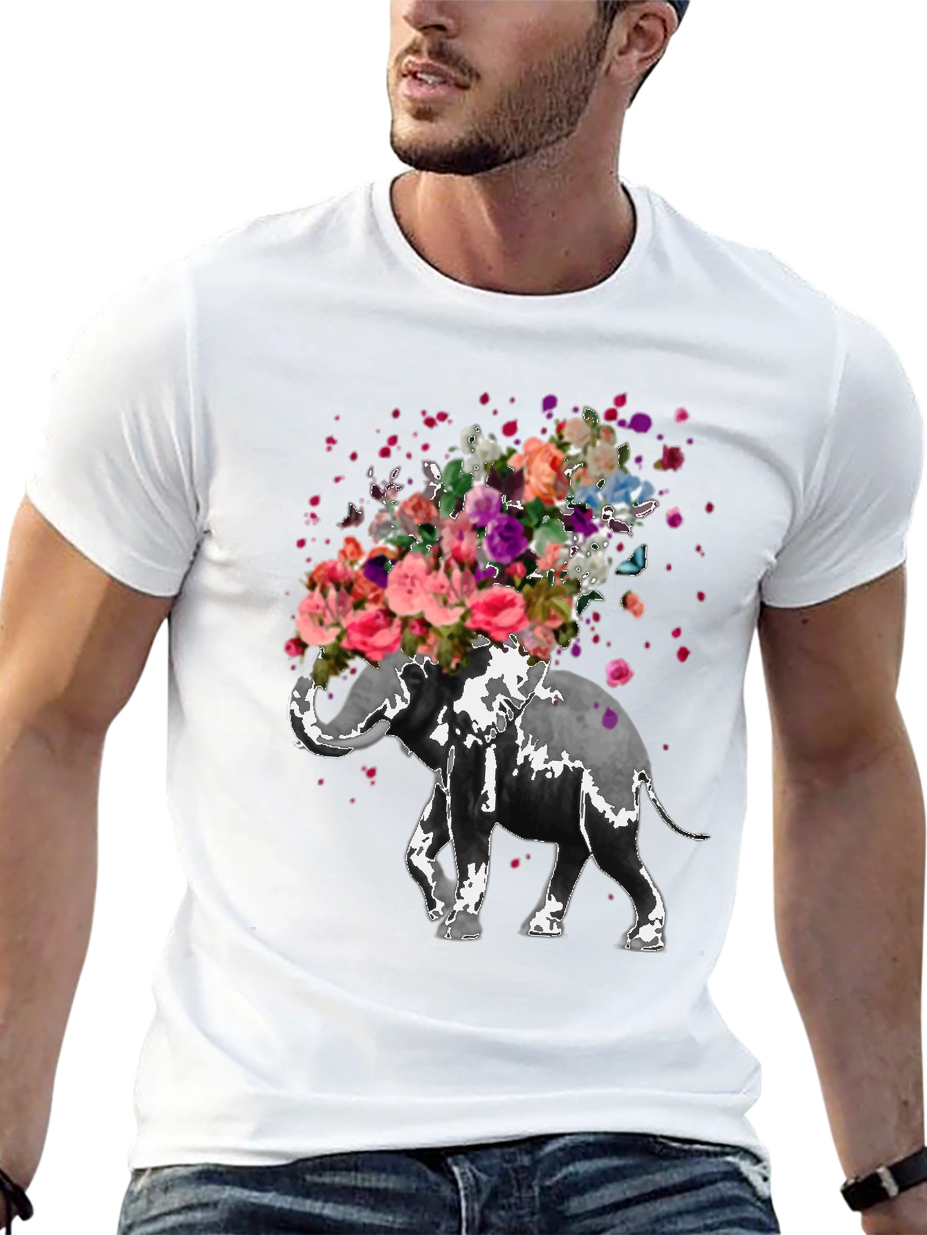 Floral Elephant T-Shirt - Unique Graphic Tee