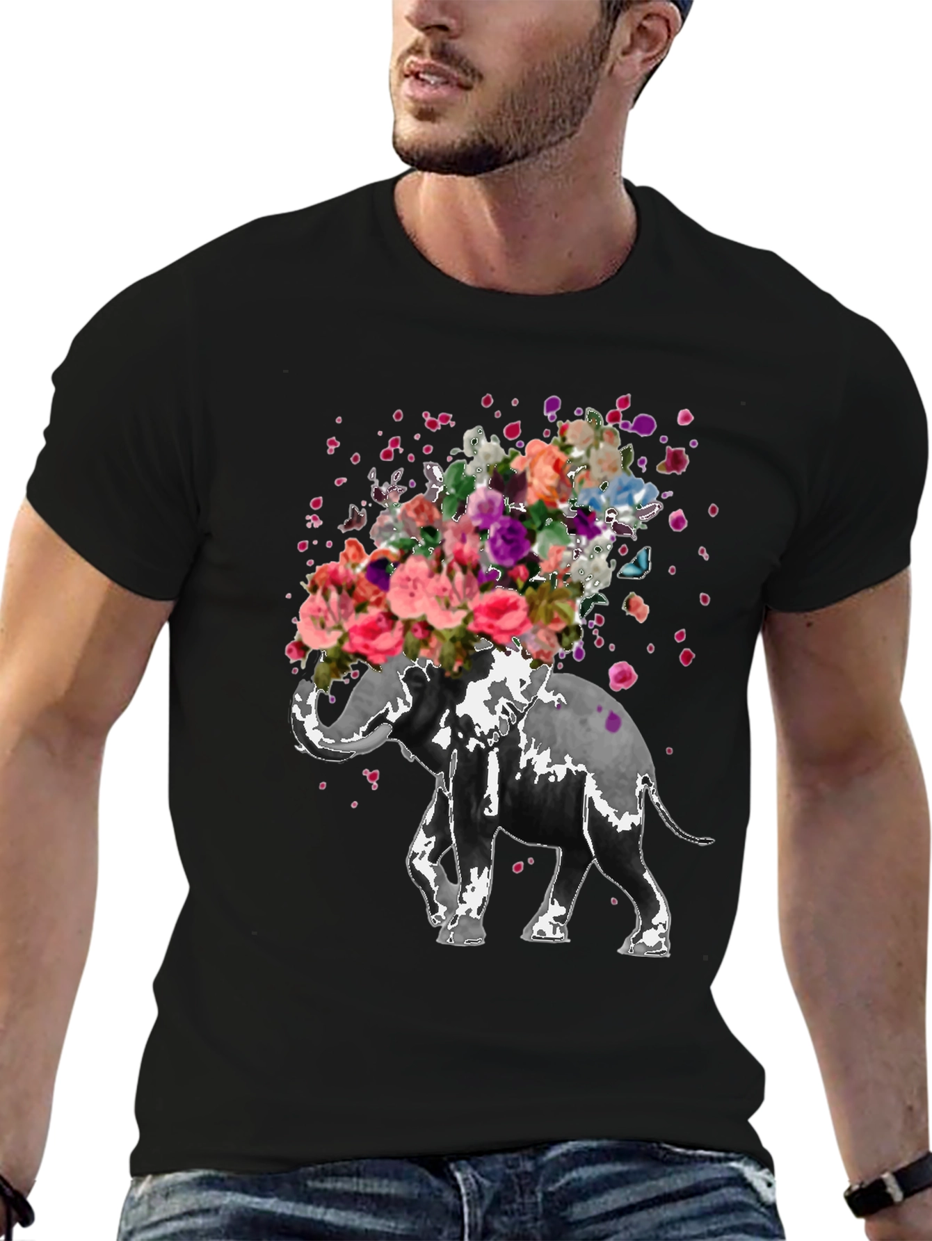 Floral Elephant T-Shirt - Unique Graphic Tee