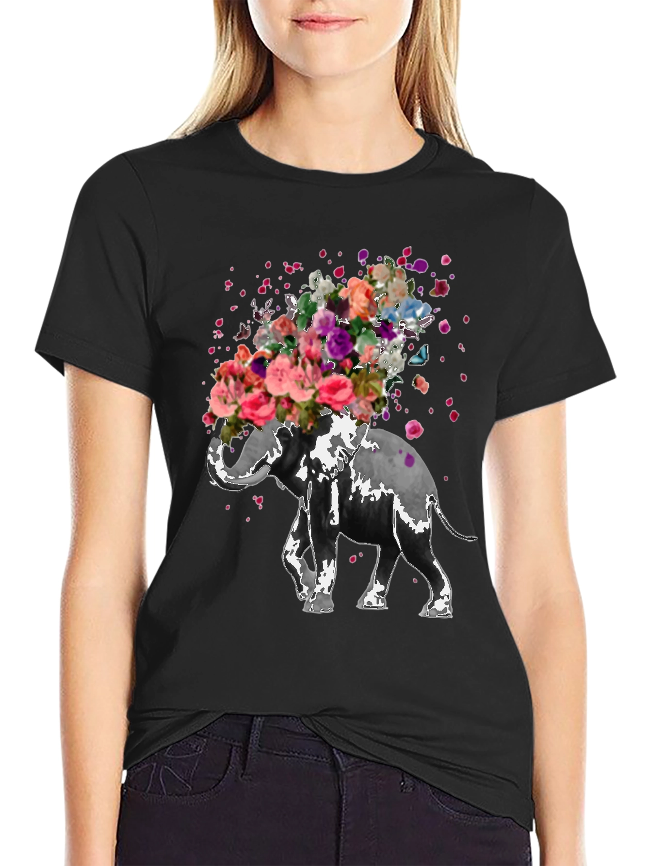 Floral Elephant T-Shirt - Unique Graphic Tee