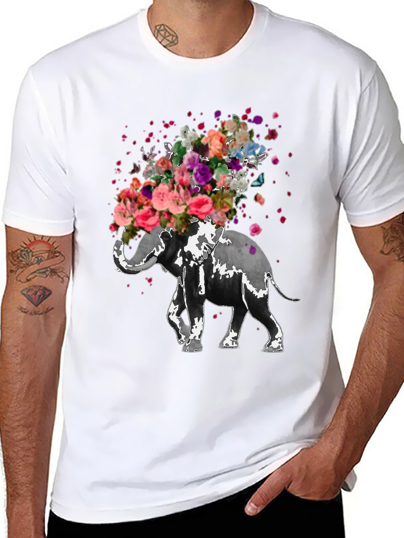 Floral Elephant T-Shirt - Unique Graphic Tee