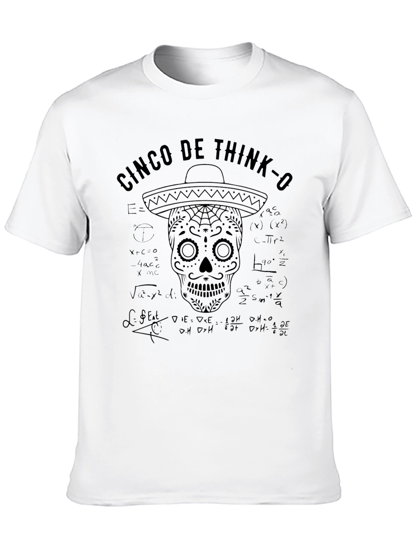 Cinco De Think-O T-Shirt - Math Skull Sombrero