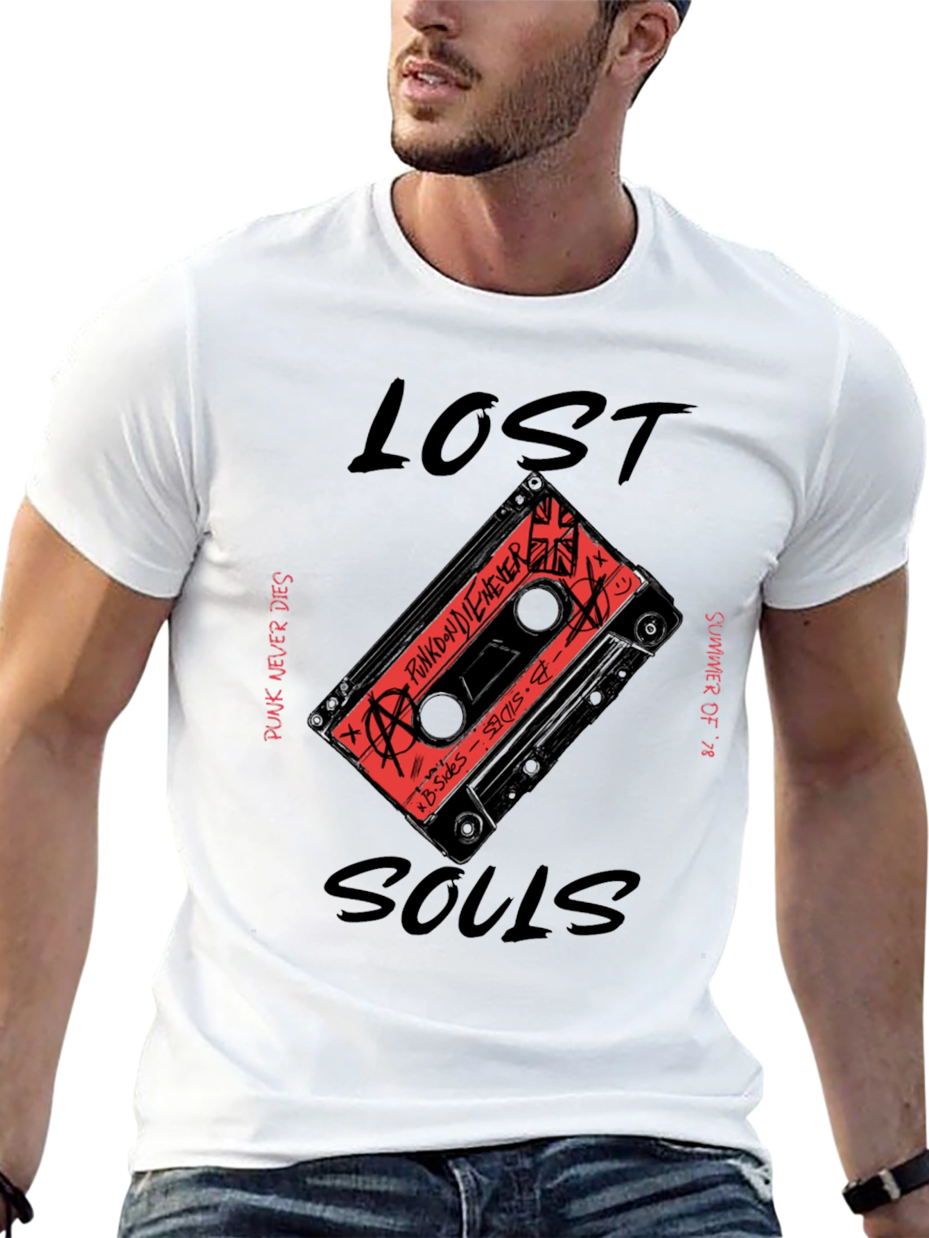 Lost Souls Punk Rock Cassette Graphic T-Shirt