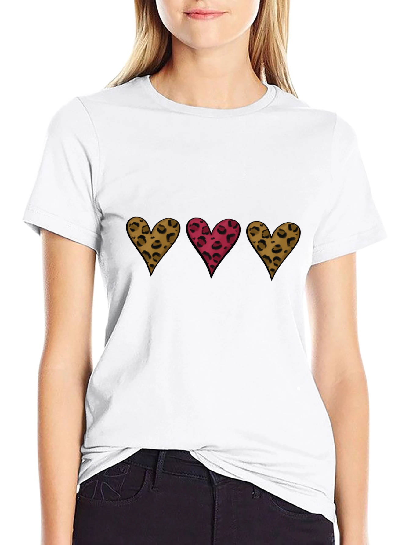 Leopard Heart Graphic Tee - Stylish Casual Wear
