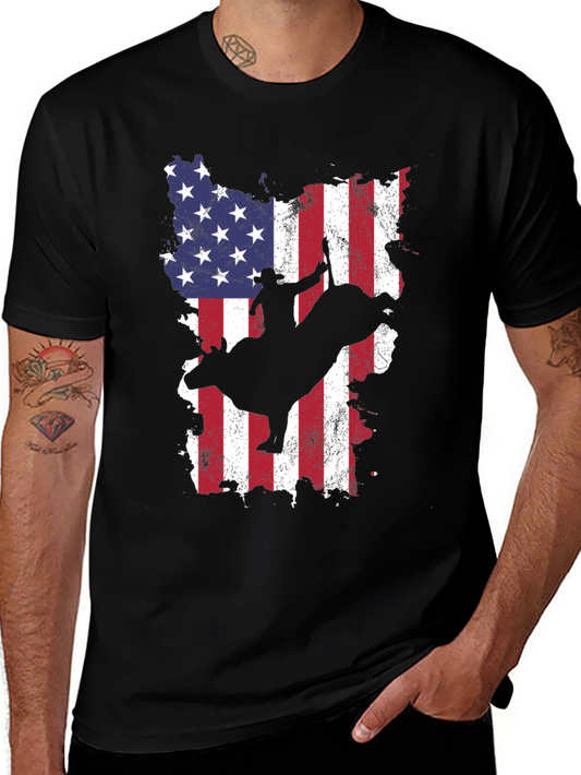 American Flag Bull Rider Graphic Tee