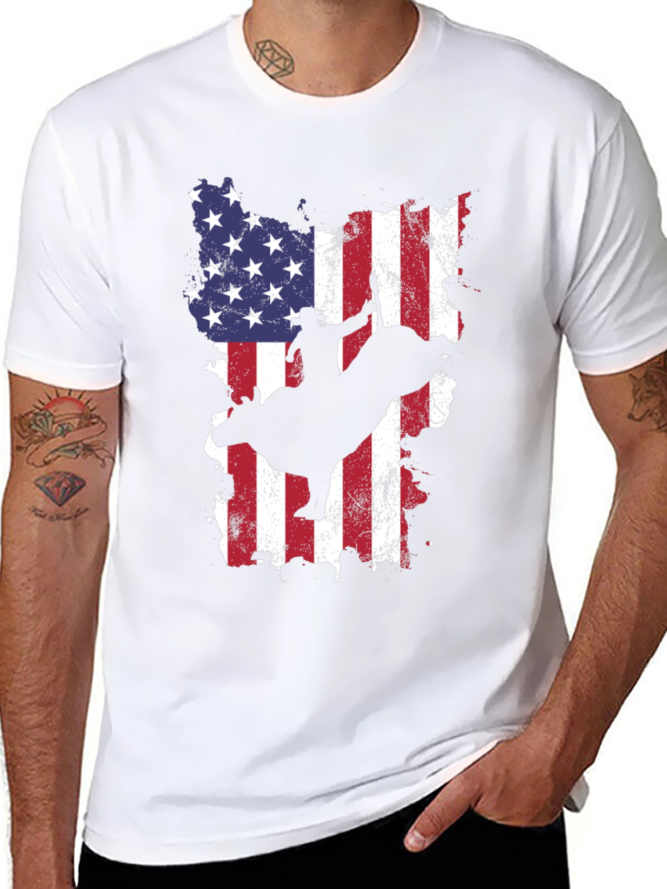 American Flag Bull Rider Graphic Tee