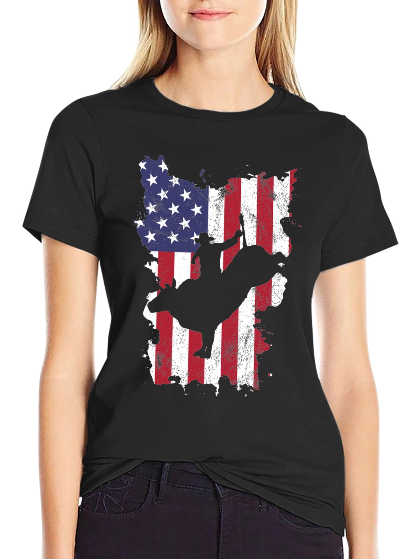 American Flag Bull Rider Graphic Tee