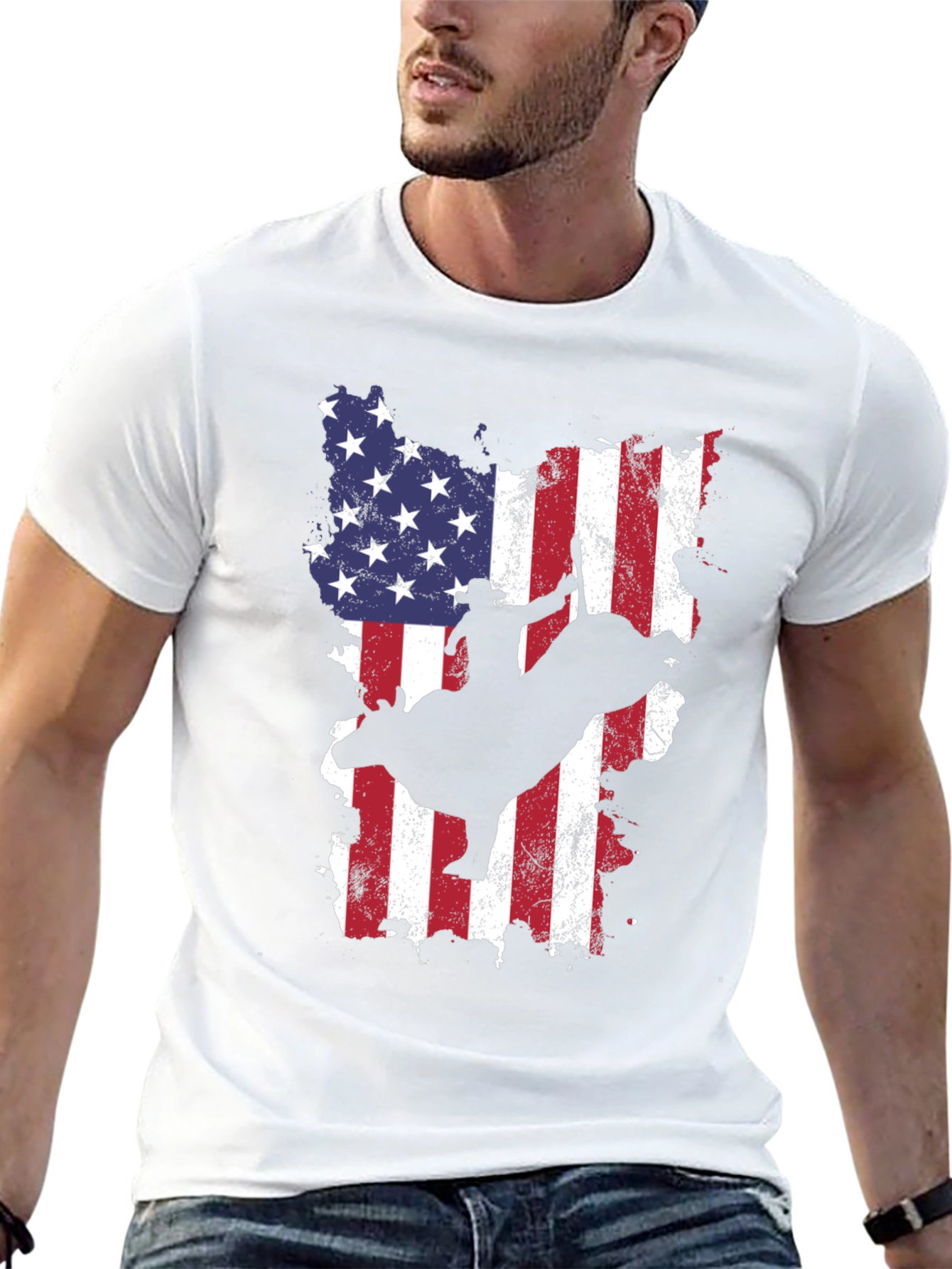 American Flag Bull Rider Graphic Tee