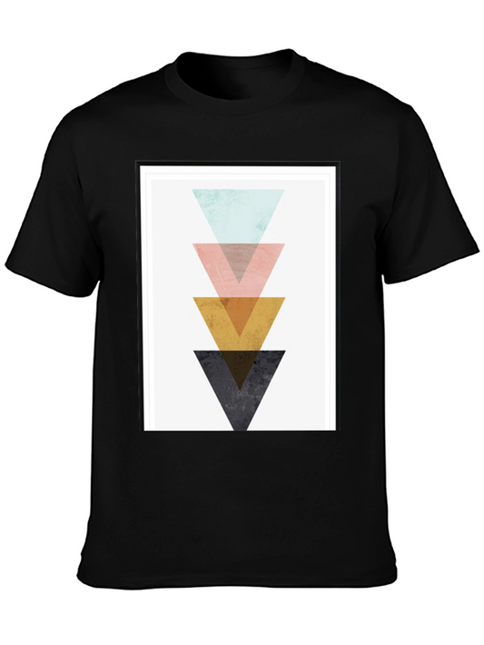 Geometric Triangle Graphic Print Black T-Shirt