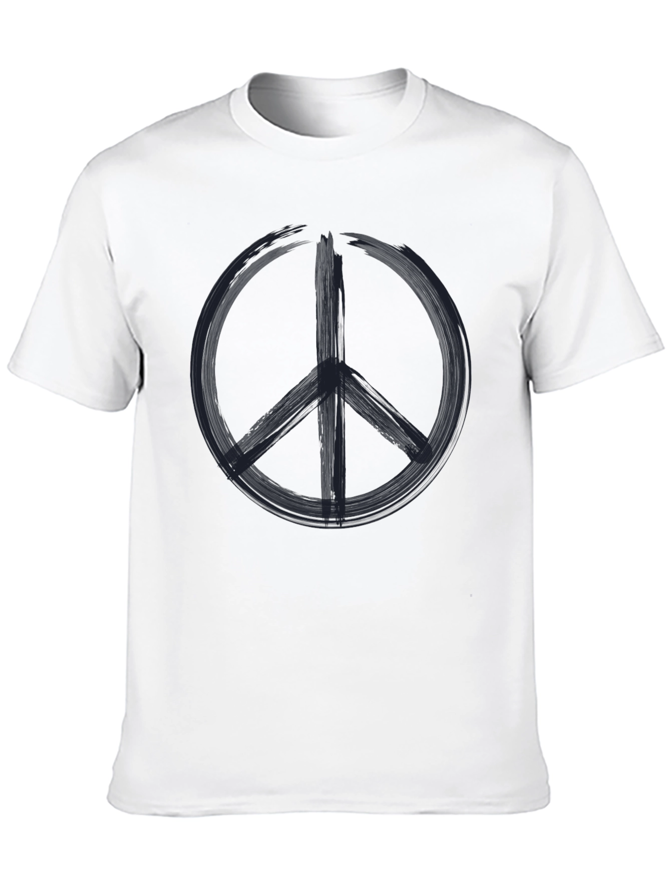 Peace Sign Graphic Tee - Black Cotton Casual Shirt