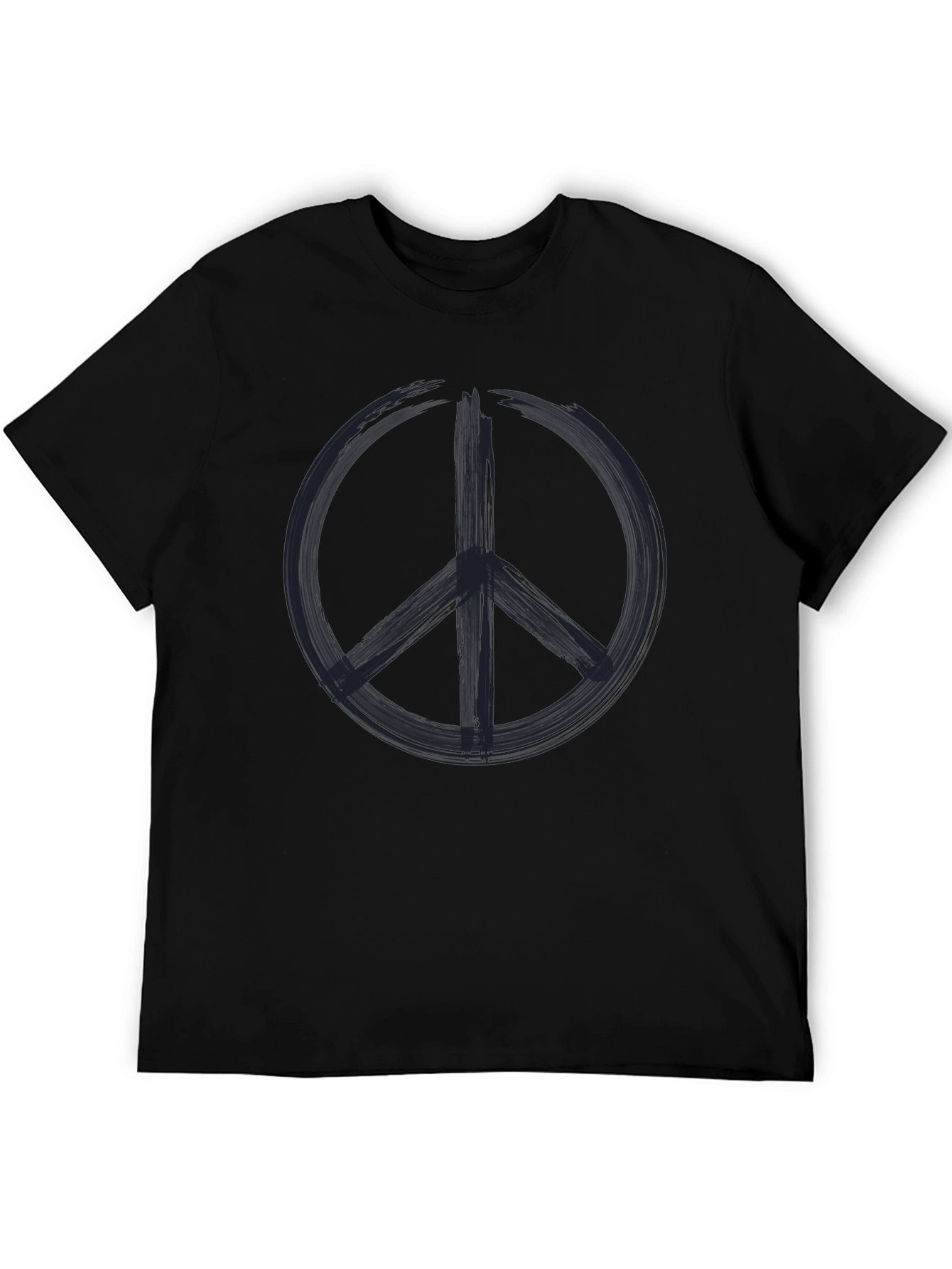 Peace Sign Graphic Tee - Black Cotton Casual Shirt