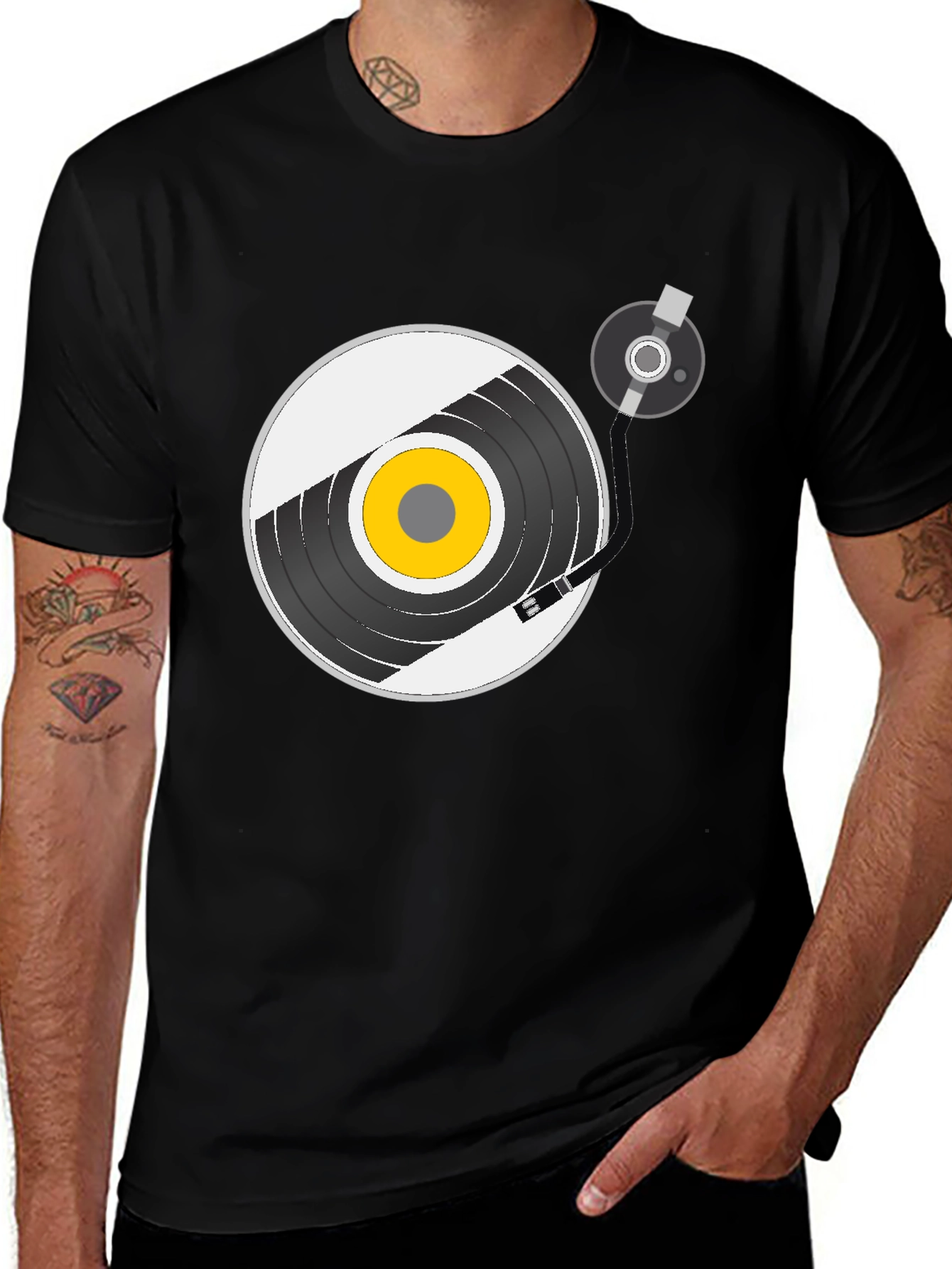 Retro Vinyl Record Player Graphic T-Shirt