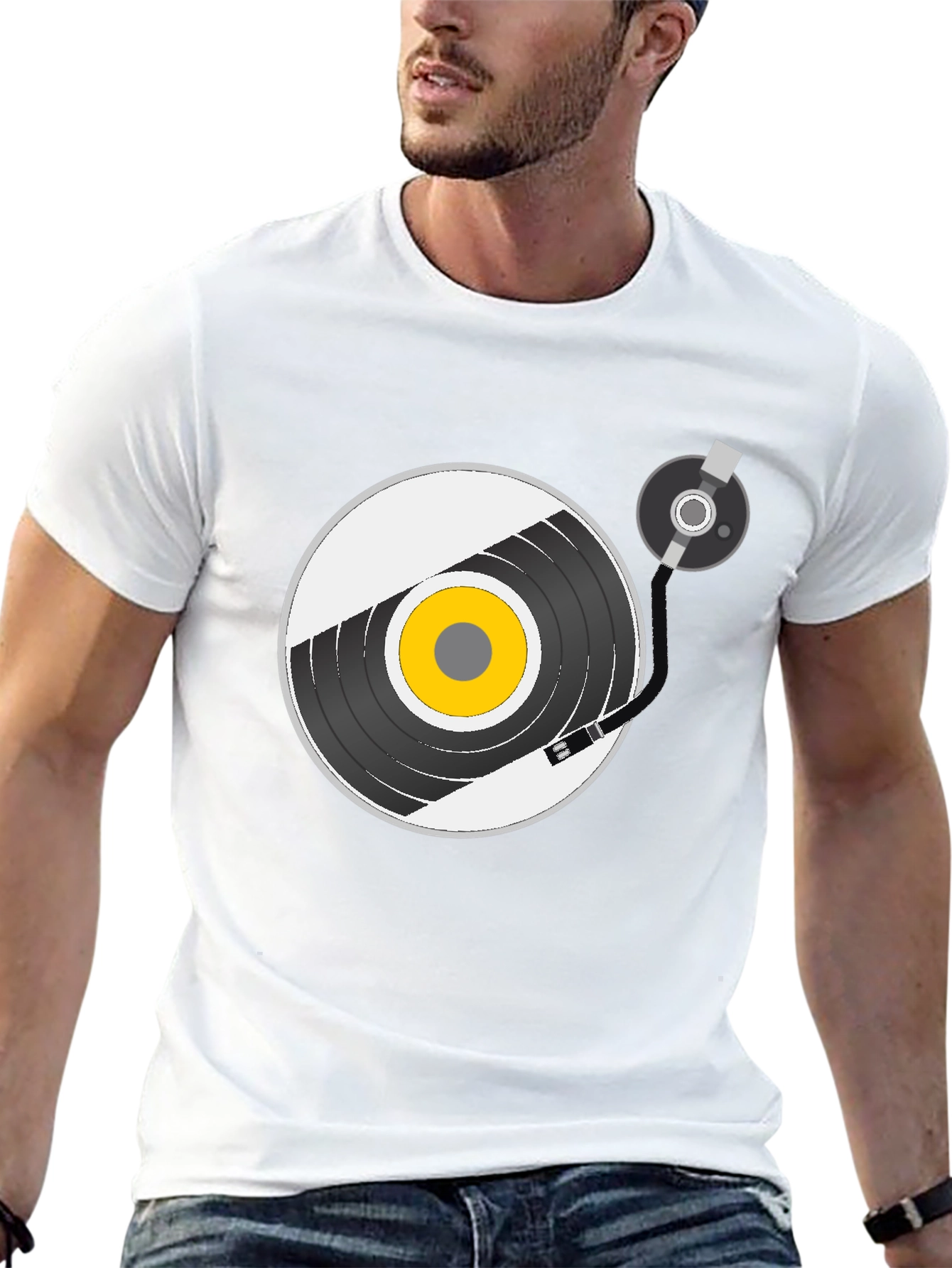 Retro Vinyl Record Player Graphic T-Shirt