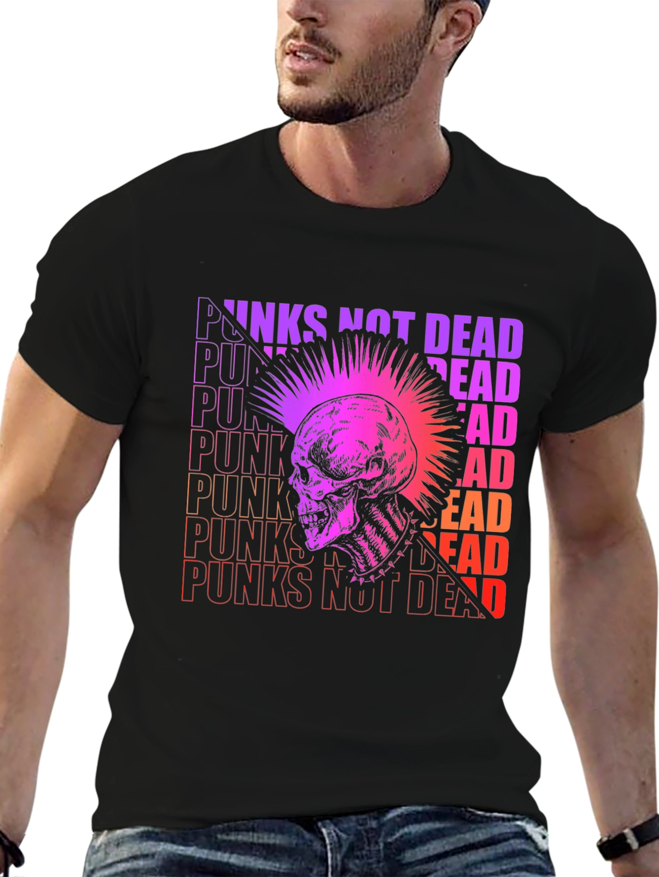 Punk Skull Graphic Tee - Not Dead!