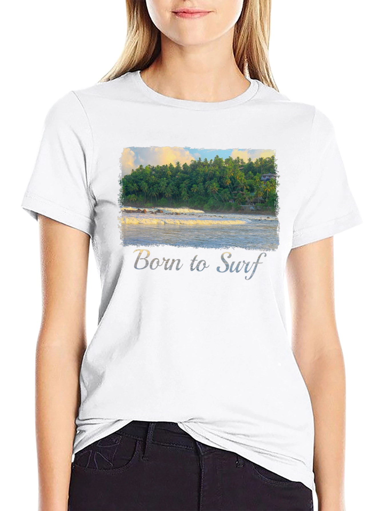 Born to Surf T-Shirt - Tropical Beach Design