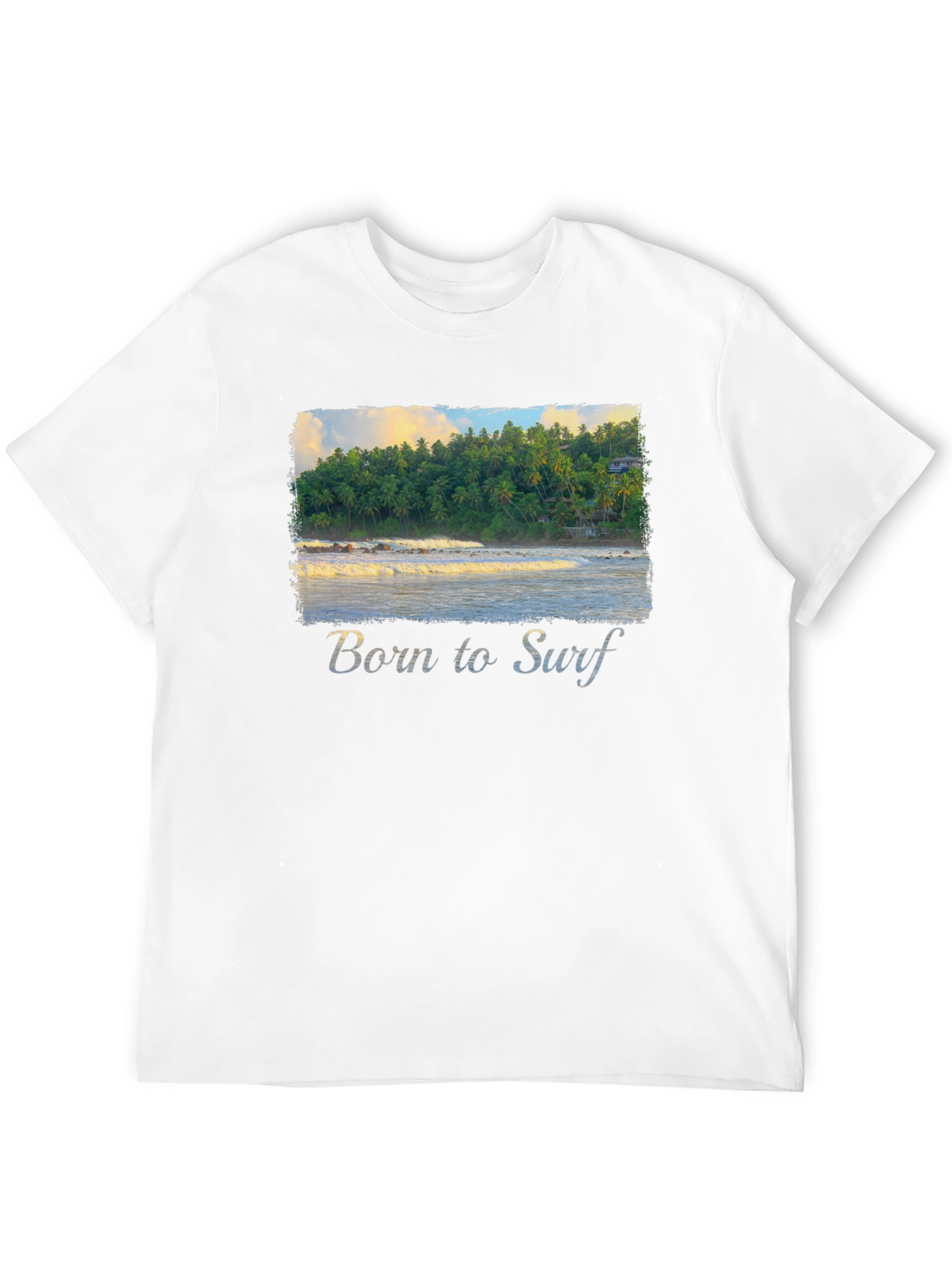 Born to Surf T-Shirt - Tropical Beach Design
