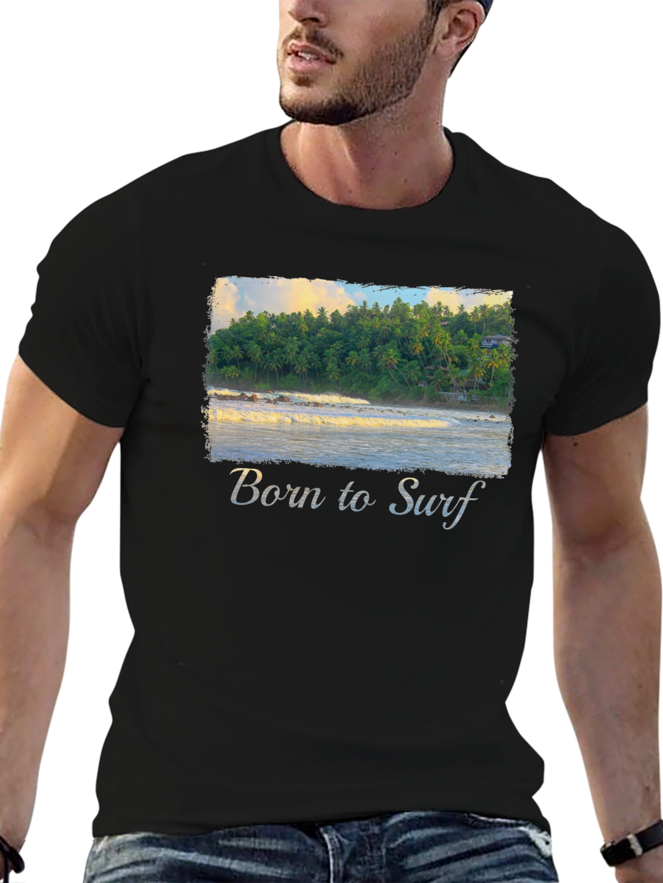 Born to Surf T-Shirt - Tropical Beach Design