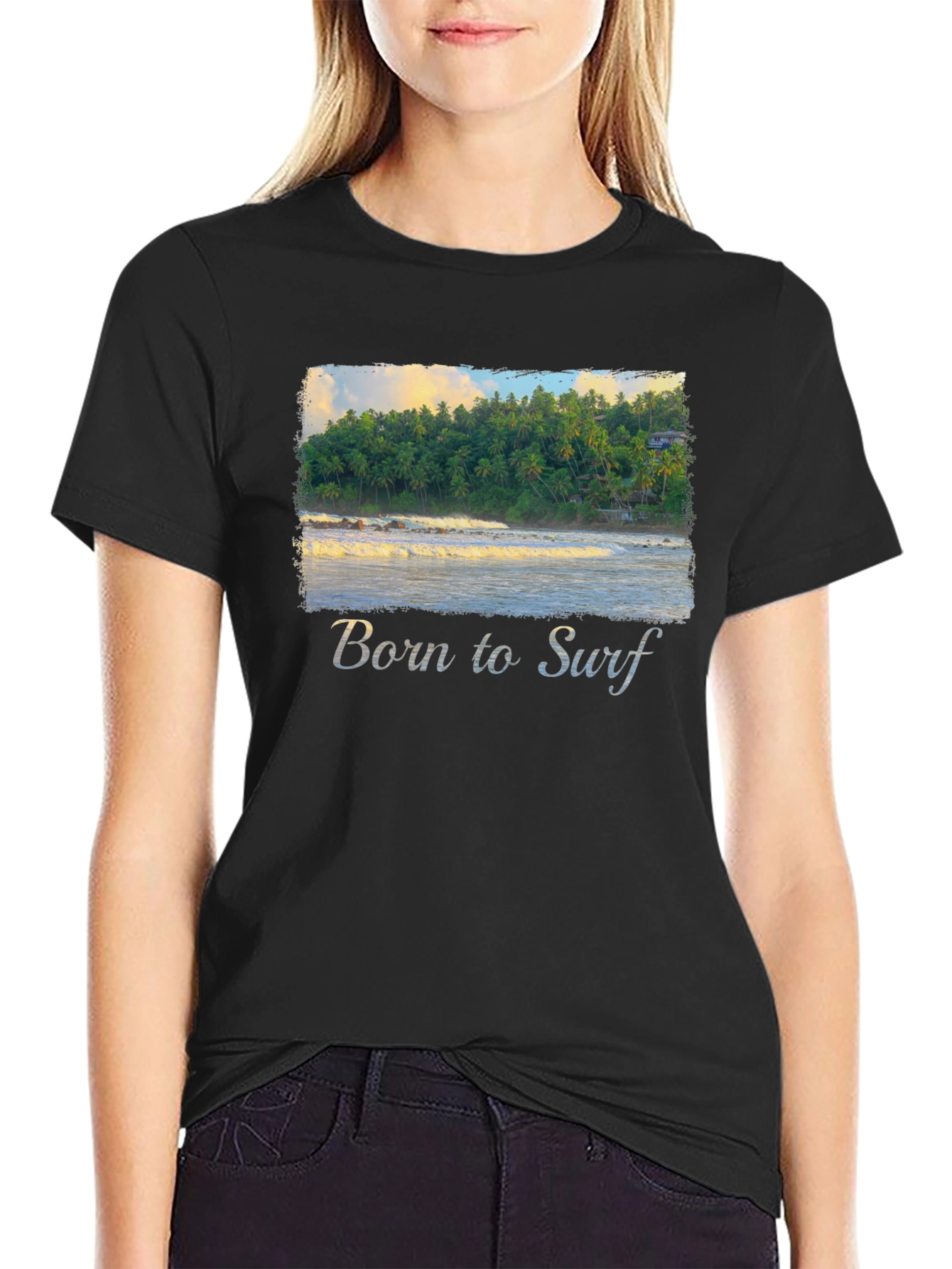 Born to Surf T-Shirt - Tropical Beach Design