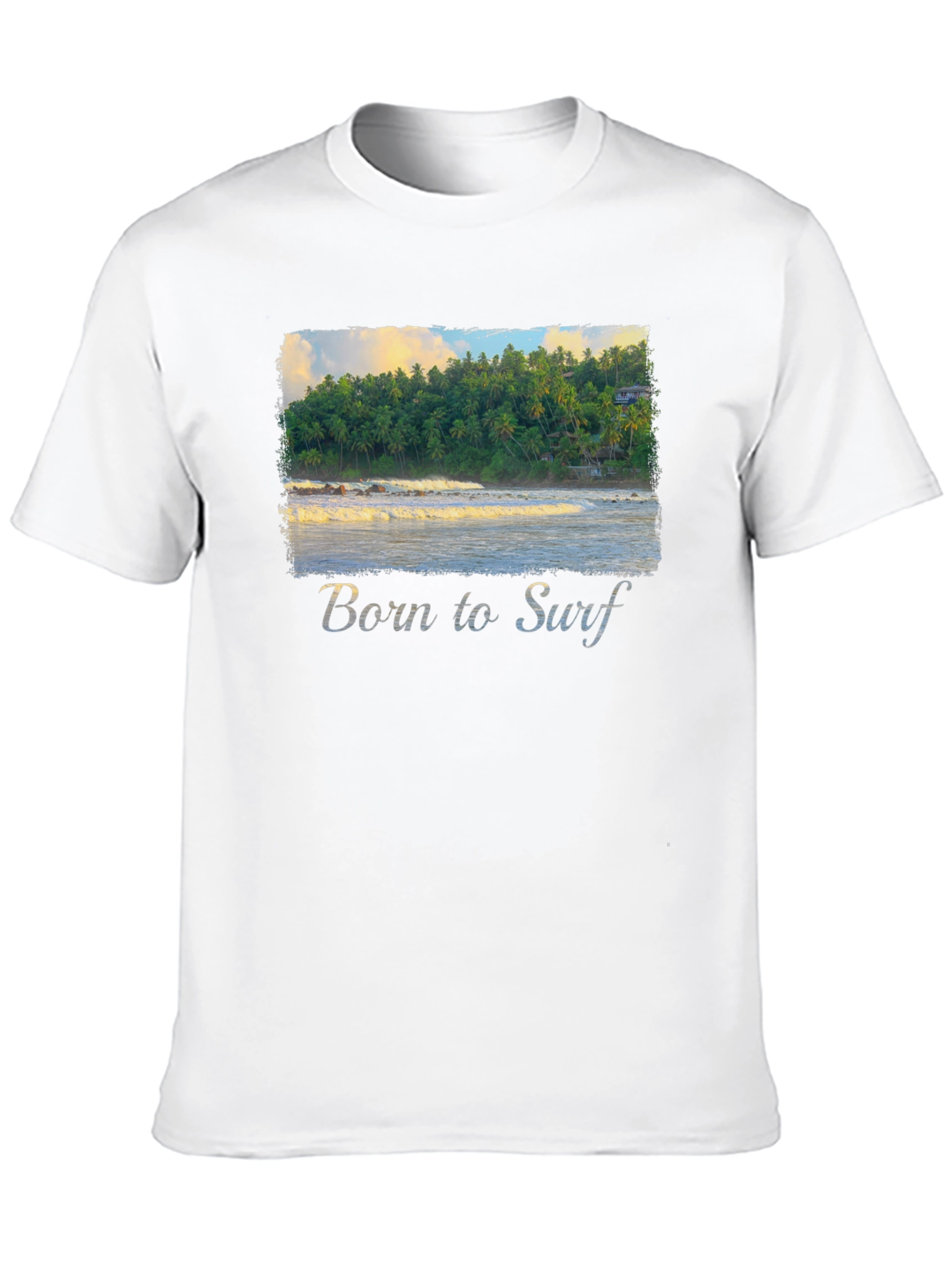 Born to Surf T-Shirt - Tropical Beach Design