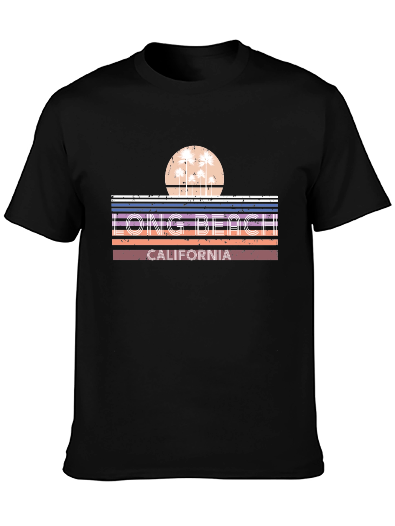 Long Beach California Retro Sunset T-Shirt