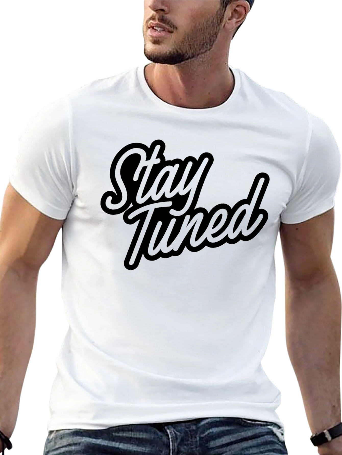 Stay Tuned Black Graphic T-Shirt - Casual Style