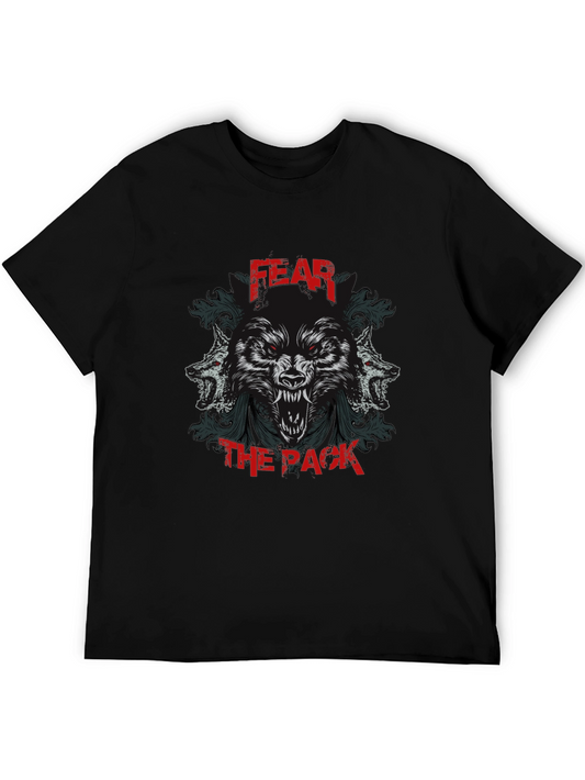 Fear the Pack Graphic Print Black T-Shirt