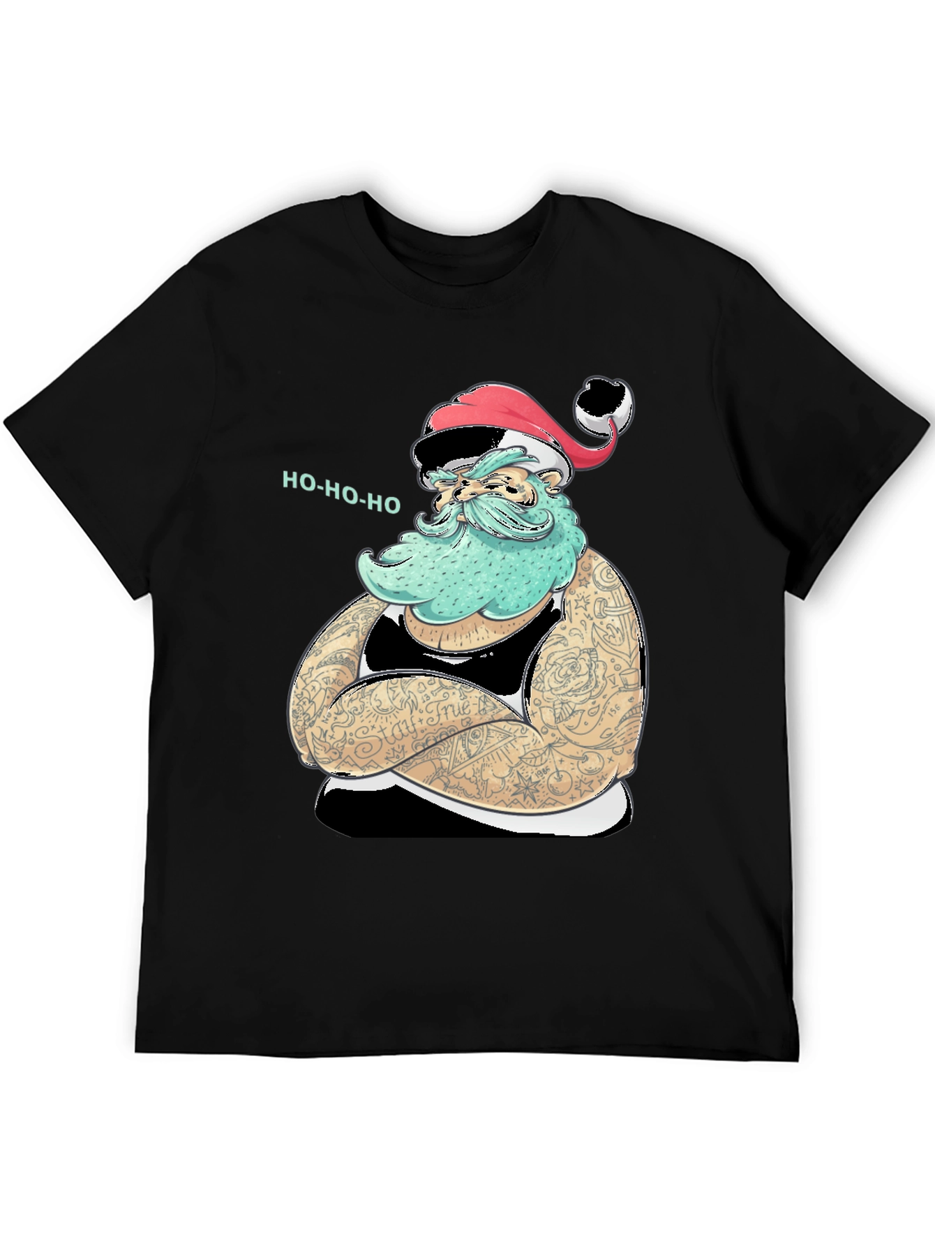 Tattooed Santa Graphic Tee - Holiday Humor