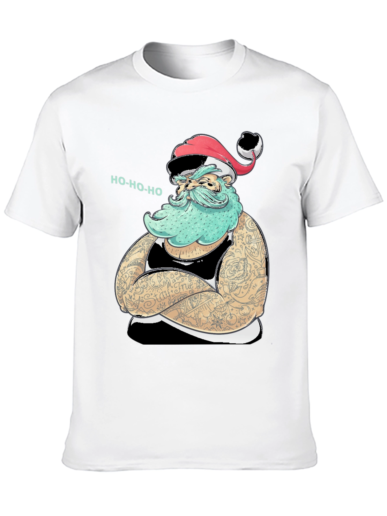 Tattooed Santa Graphic Tee - Holiday Humor
