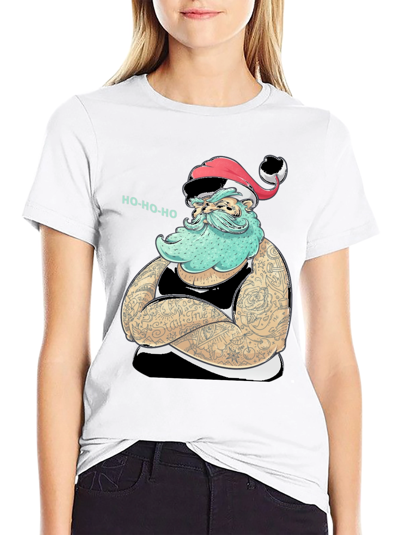 Tattooed Santa Graphic Tee - Holiday Humor