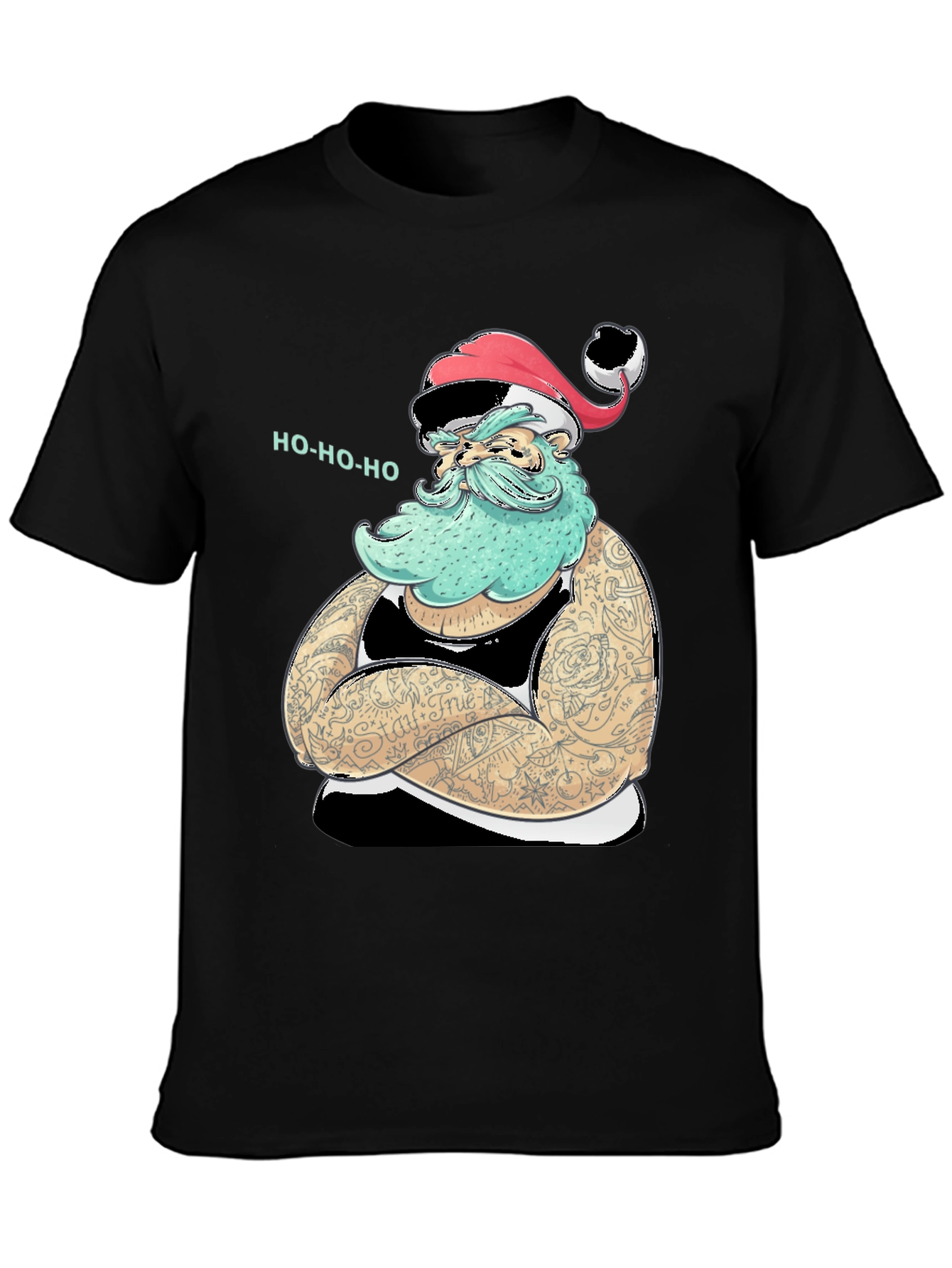 Tattooed Santa Graphic Tee - Holiday Humor